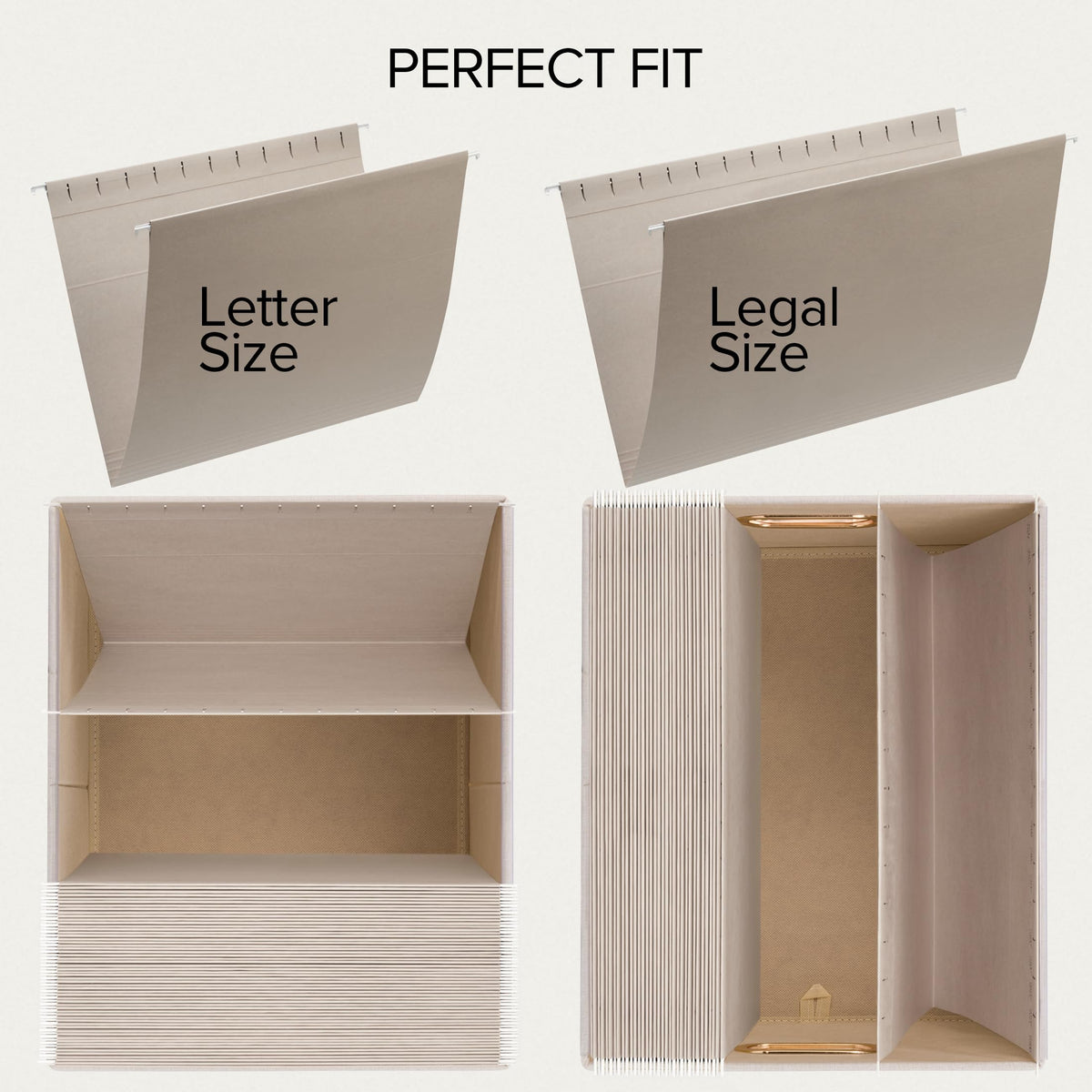 Decorative File Organizer Box Set of 2 - Collapsible Linen Filing Cabinets