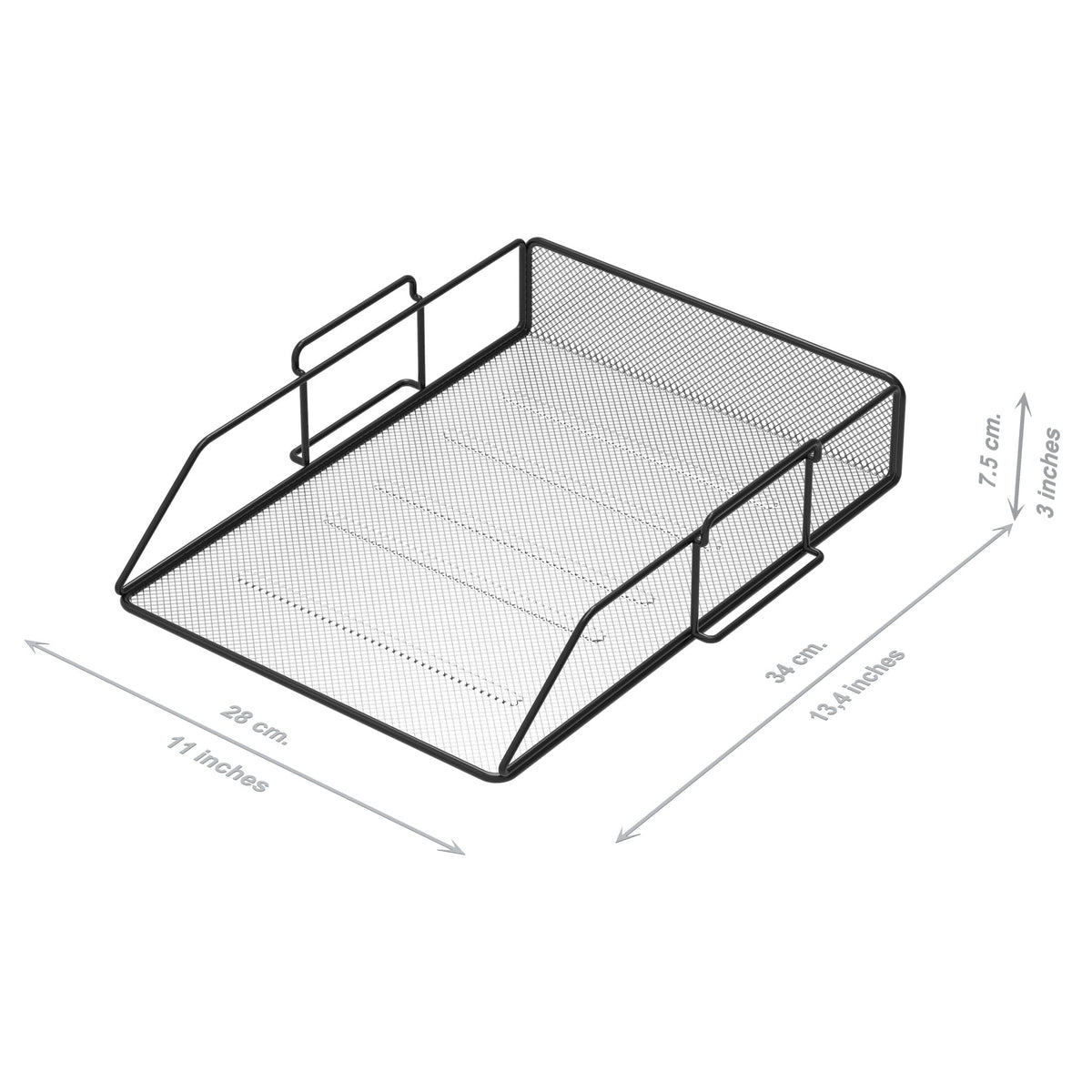 Pack of 2 Mesh Document Trays A4 Size Black. Stackable Trays, Desk Organizer, Desk Drawers, Office