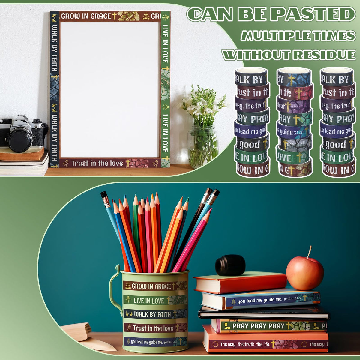 Janlaugh 24 Rolls Back to School Christian Bible Verse Washi Tape