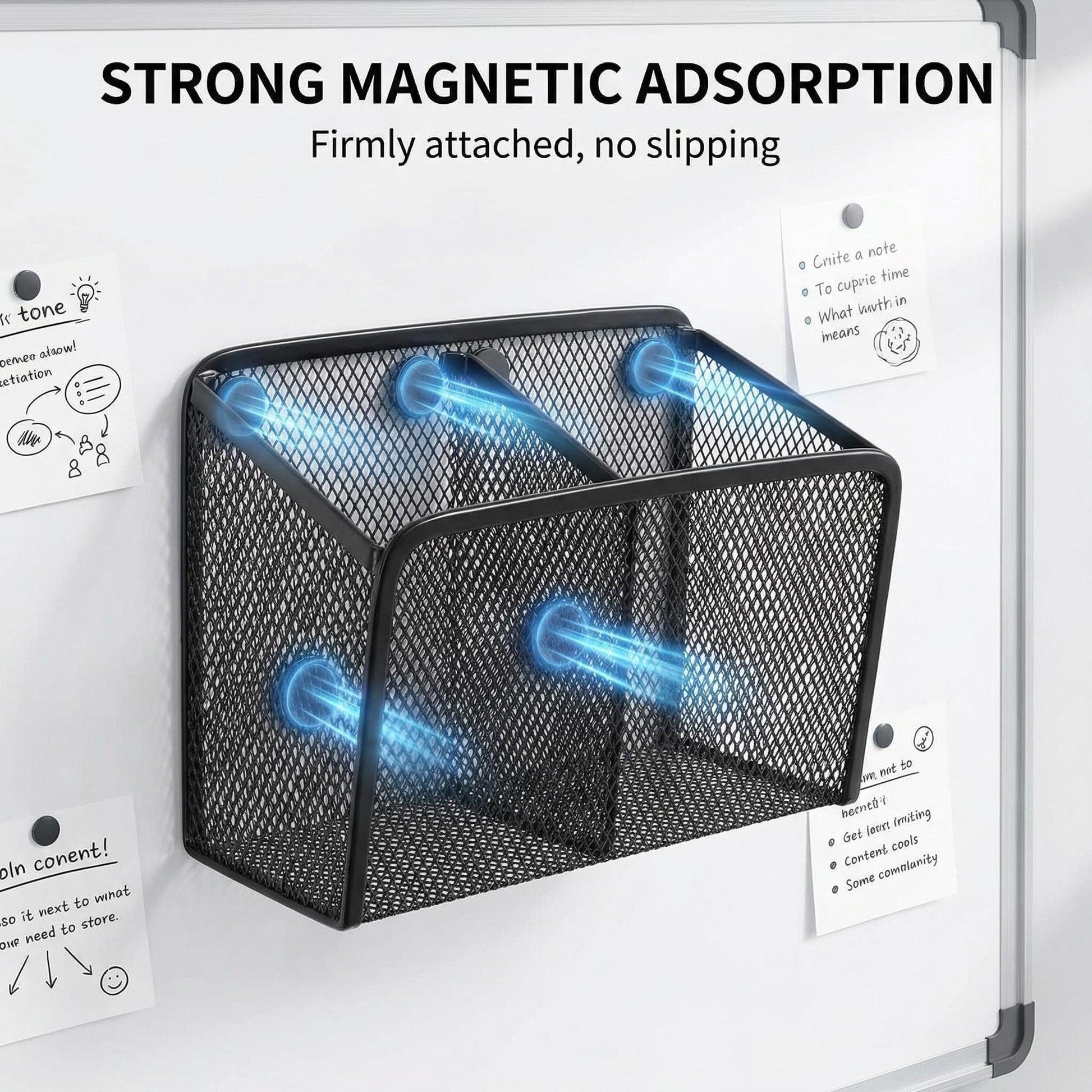Neudeco Magnetic Locker Organizer, Set of 3, Black
