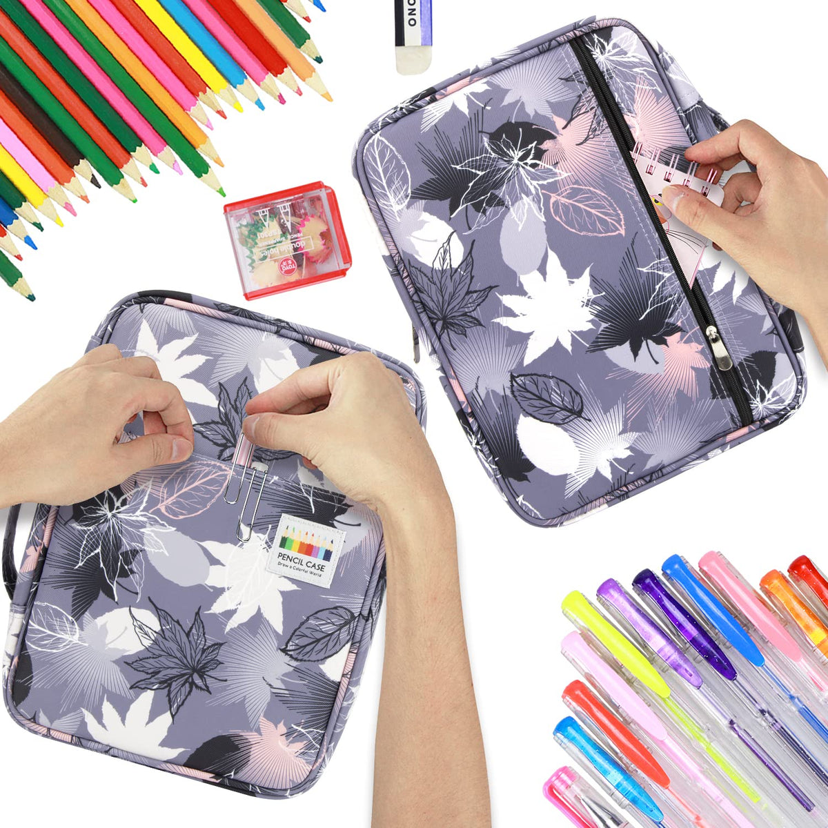 YOUSHARES Big Capacity Colored Pencil Case - 220 Slots large Pen Case Organizer with Multilayer