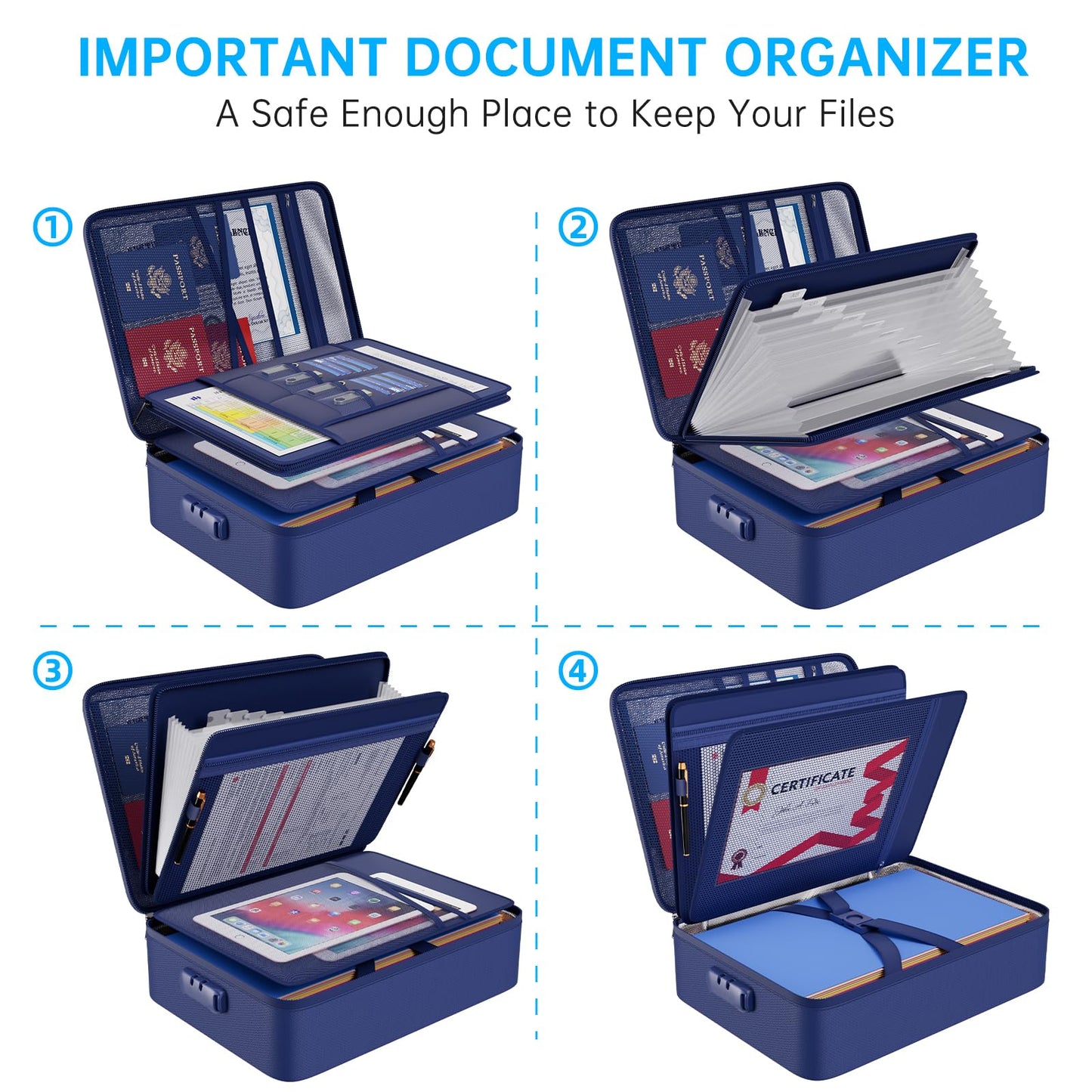 ENGPOW Fireproof Document Organizer Bag with Lock ＆ Accordion File Folder