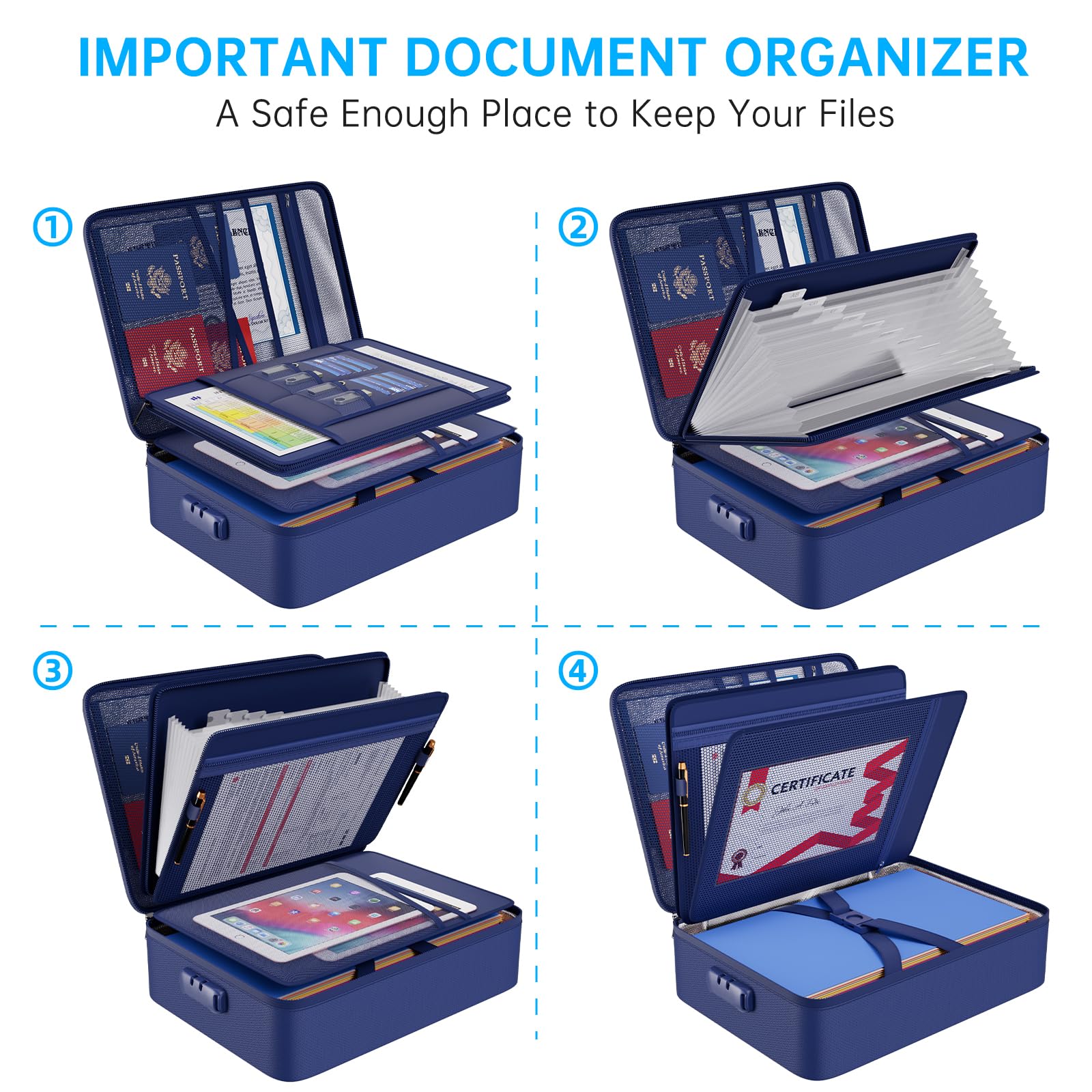 ENGPOW Fireproof Document Organizer Bag with Lock ＆ Accordion File Folder
