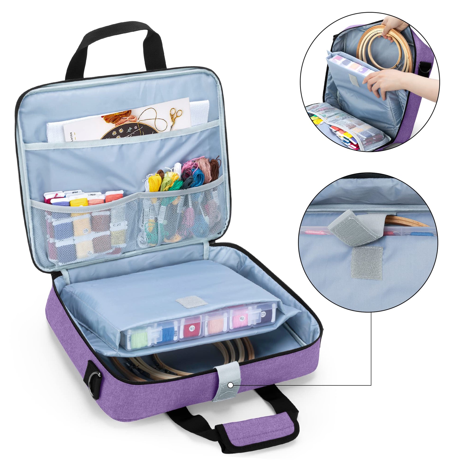 LUXJA Embroidery Project Bag, Embroidery Kits Storage Bag (Bag Only), Purple