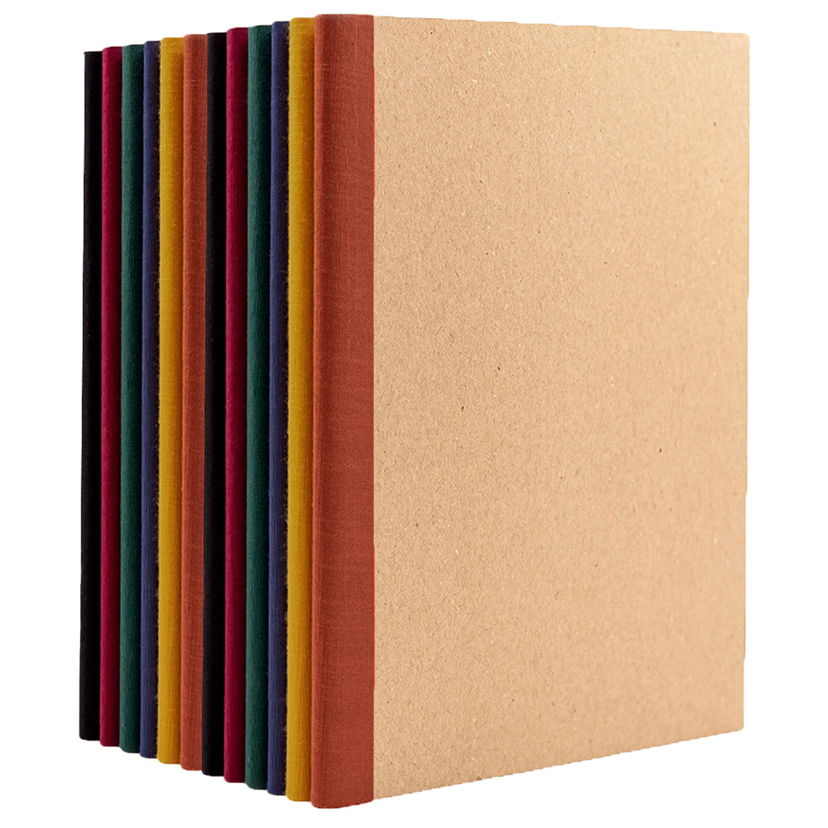PAPERAGE 12-Pack Composition Notebook Journals, 120 Pages, Kraft Cover with Jewel Tone Spines