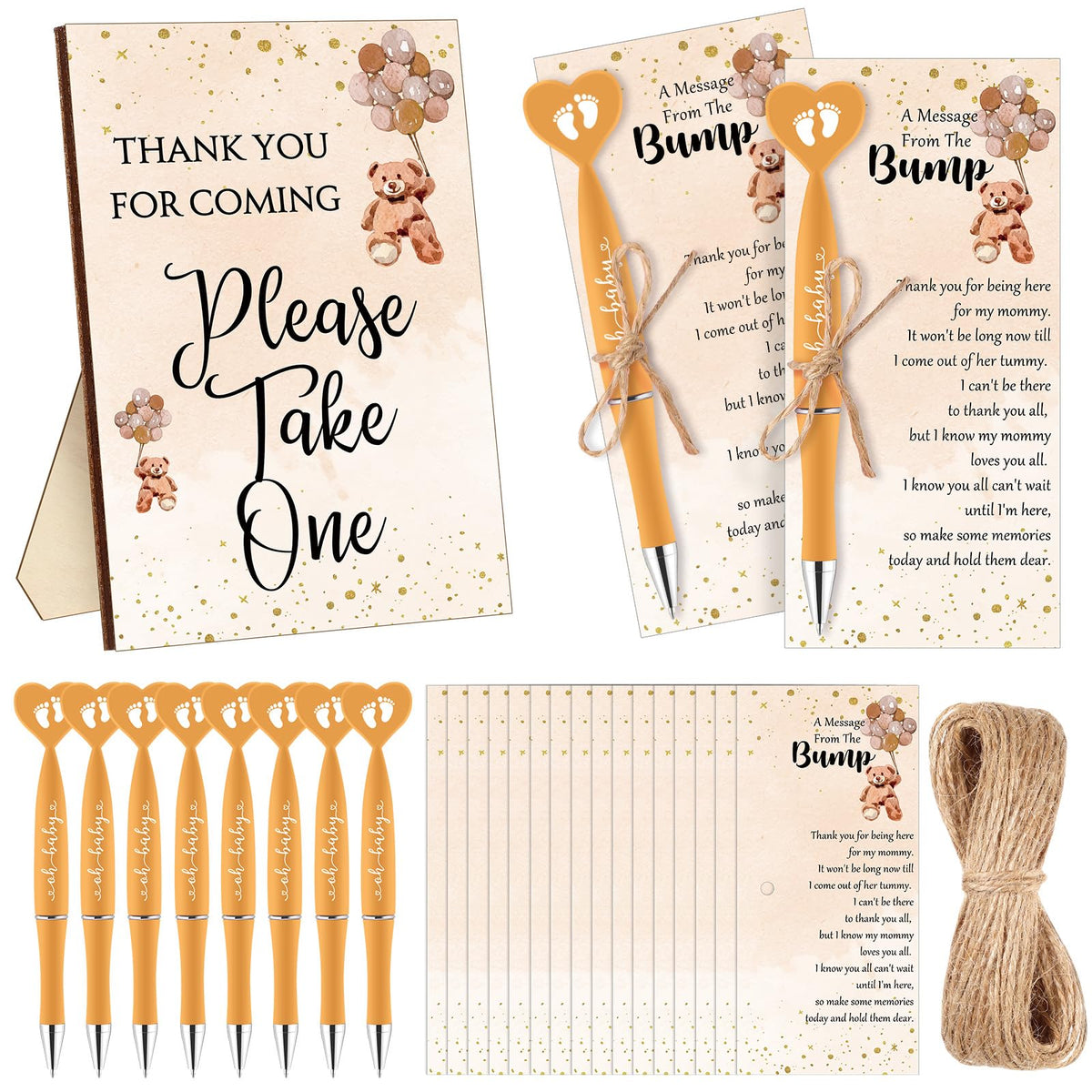 Qeeenar 50 Set Gender Reveal Gifts for Guests Baby Shower Favors, Brown