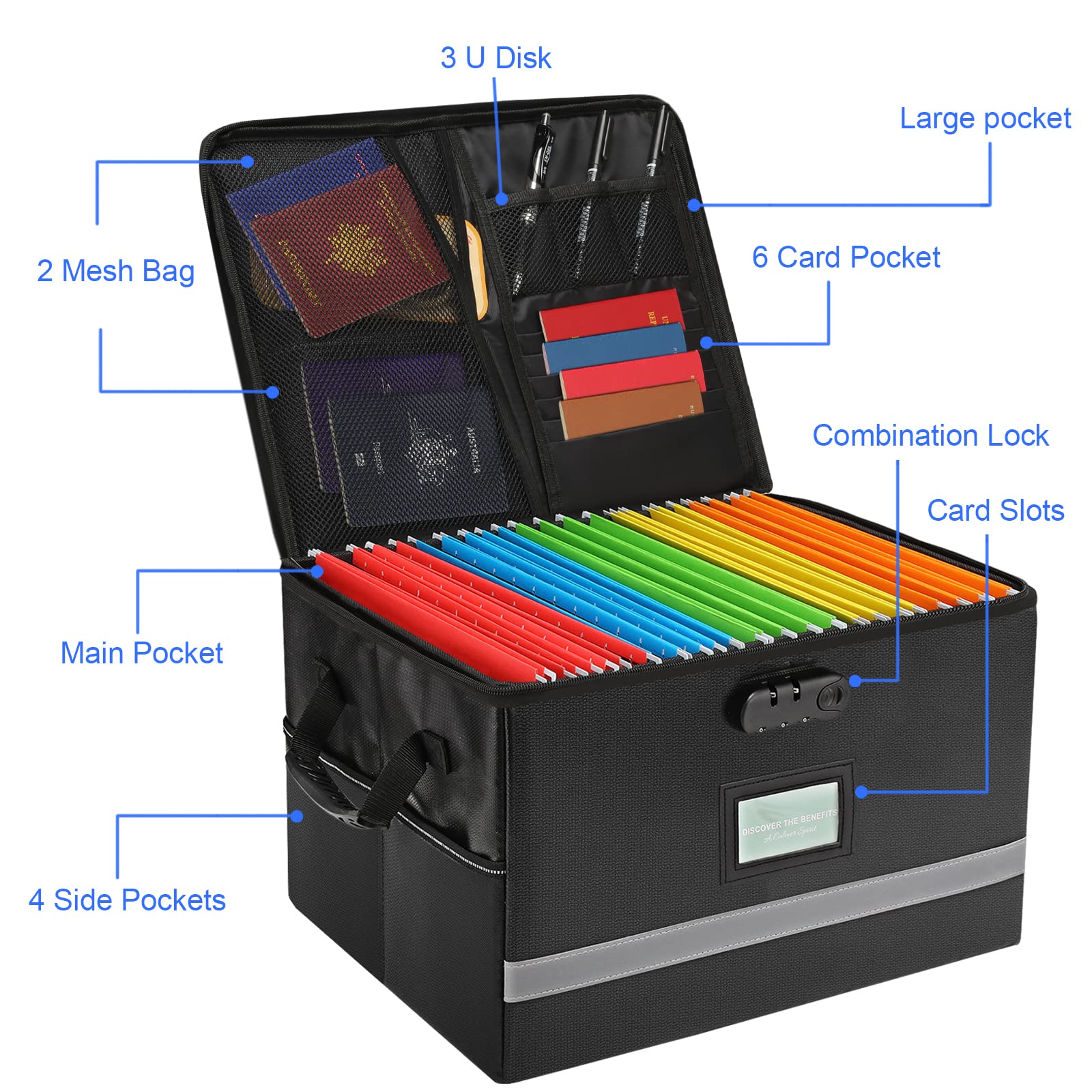 EXLIFBAG Fireproof File Organizer with Lock, 1 Layer
