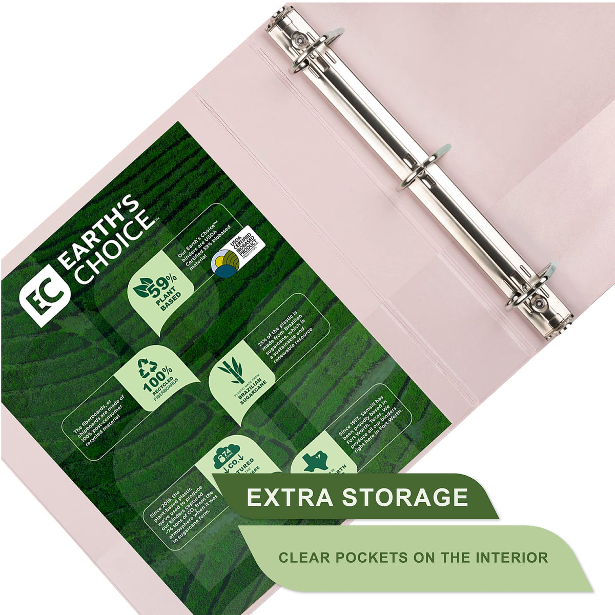 Samsill Plant-Based 2 Inch Durable D-Ring, View Binder, Eco-Friendly, USDA Certified Biobased, 4