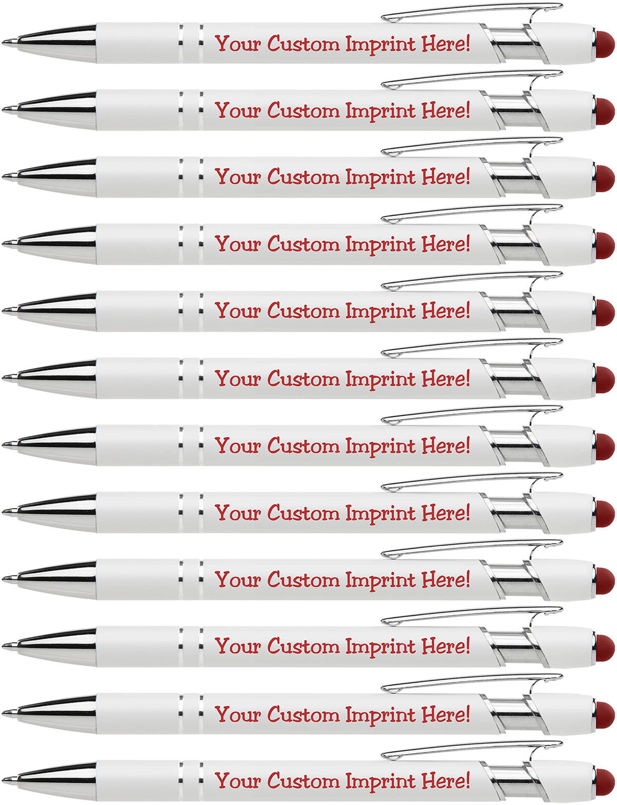 ExpressDesigns™ - Premium Custom Pens with Stylus | Beautiful White | Personalized Soft-Touch Metal