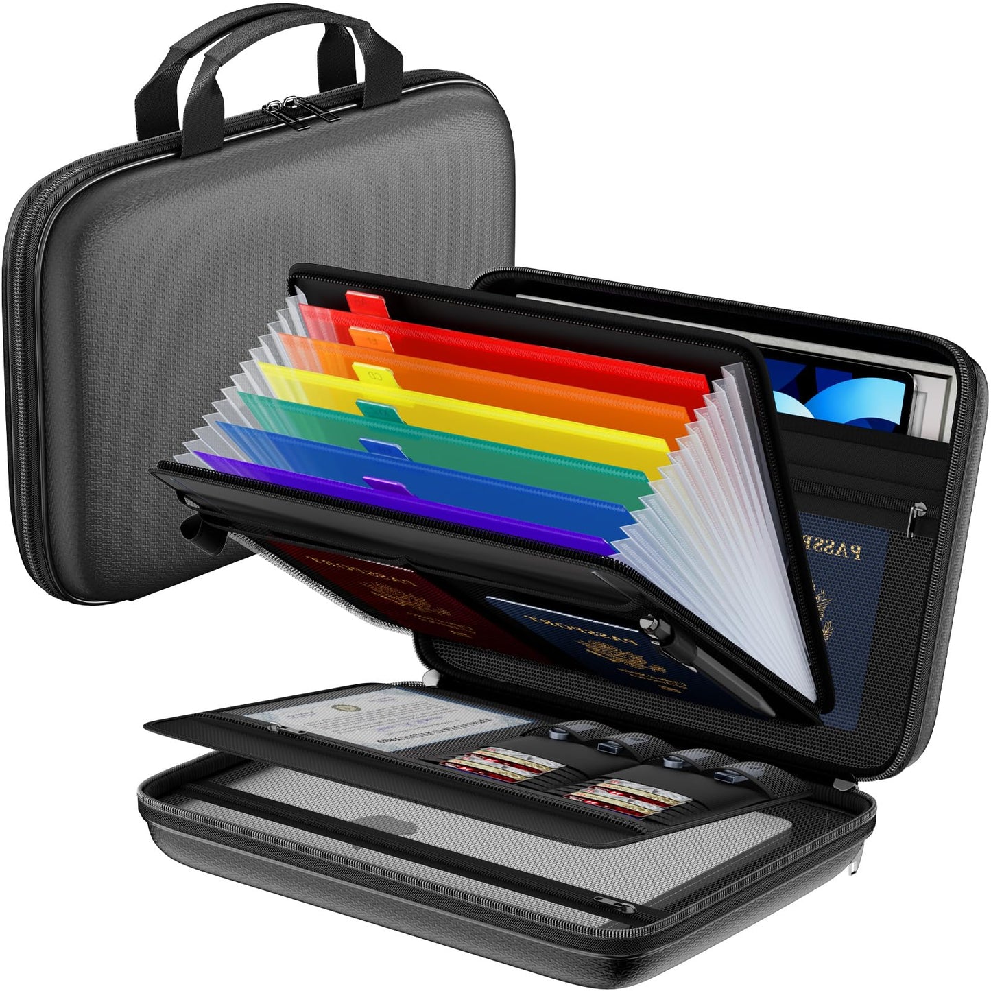 Tamfile Fireproof Document Box with Handle, Hard Case File Organizer, Black