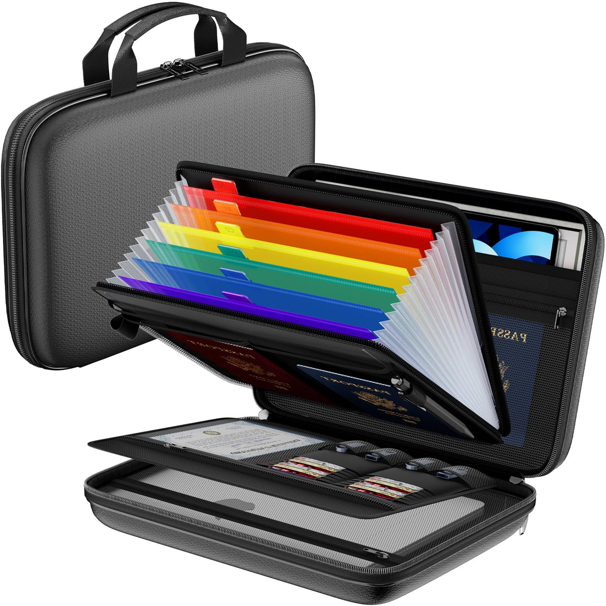 Tamfile Fireproof Document Box with Handle, Hard Case File Organizer, Black