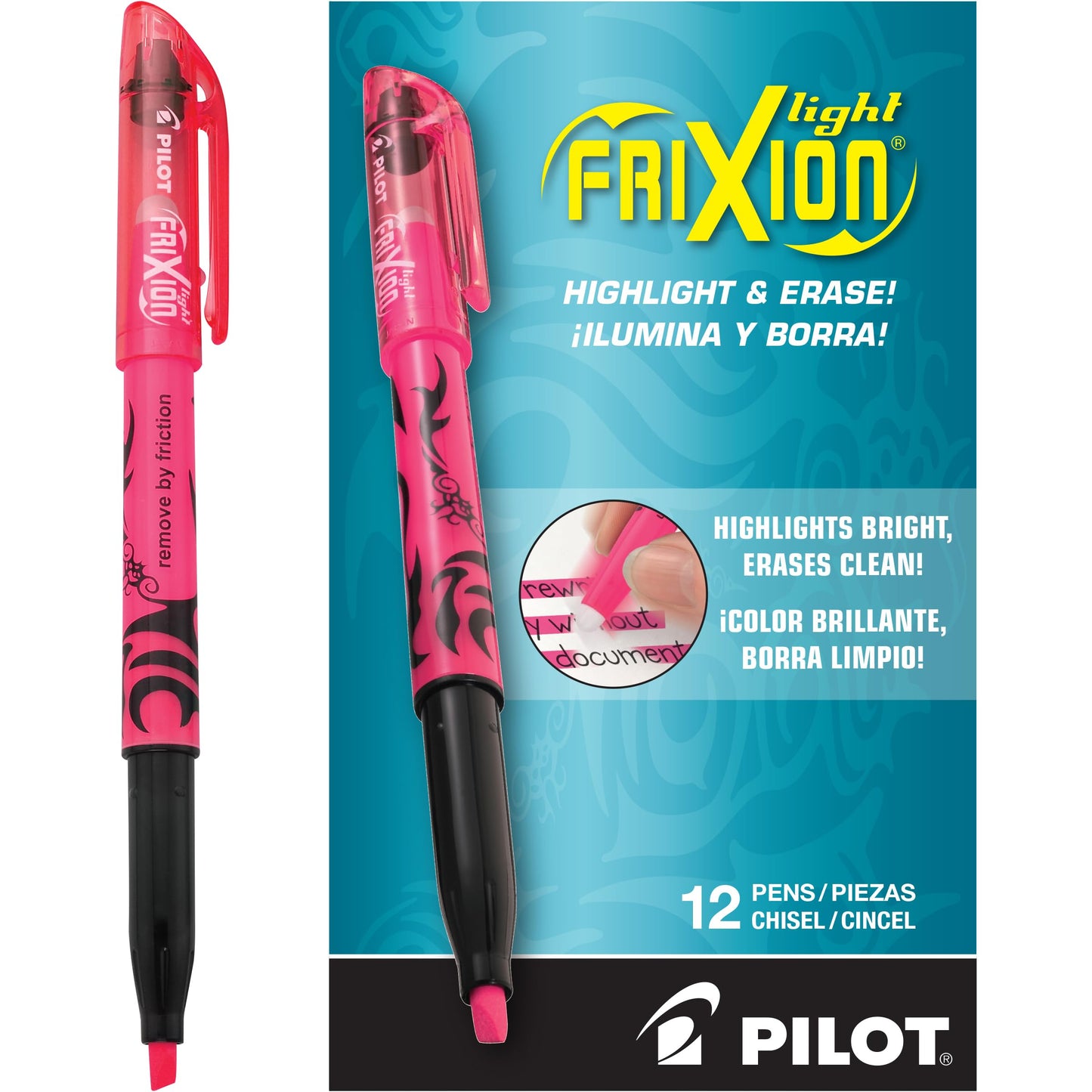 PILOT FriXion Light Pastel, Pack of 12, Pink Aesthetic Highlighters