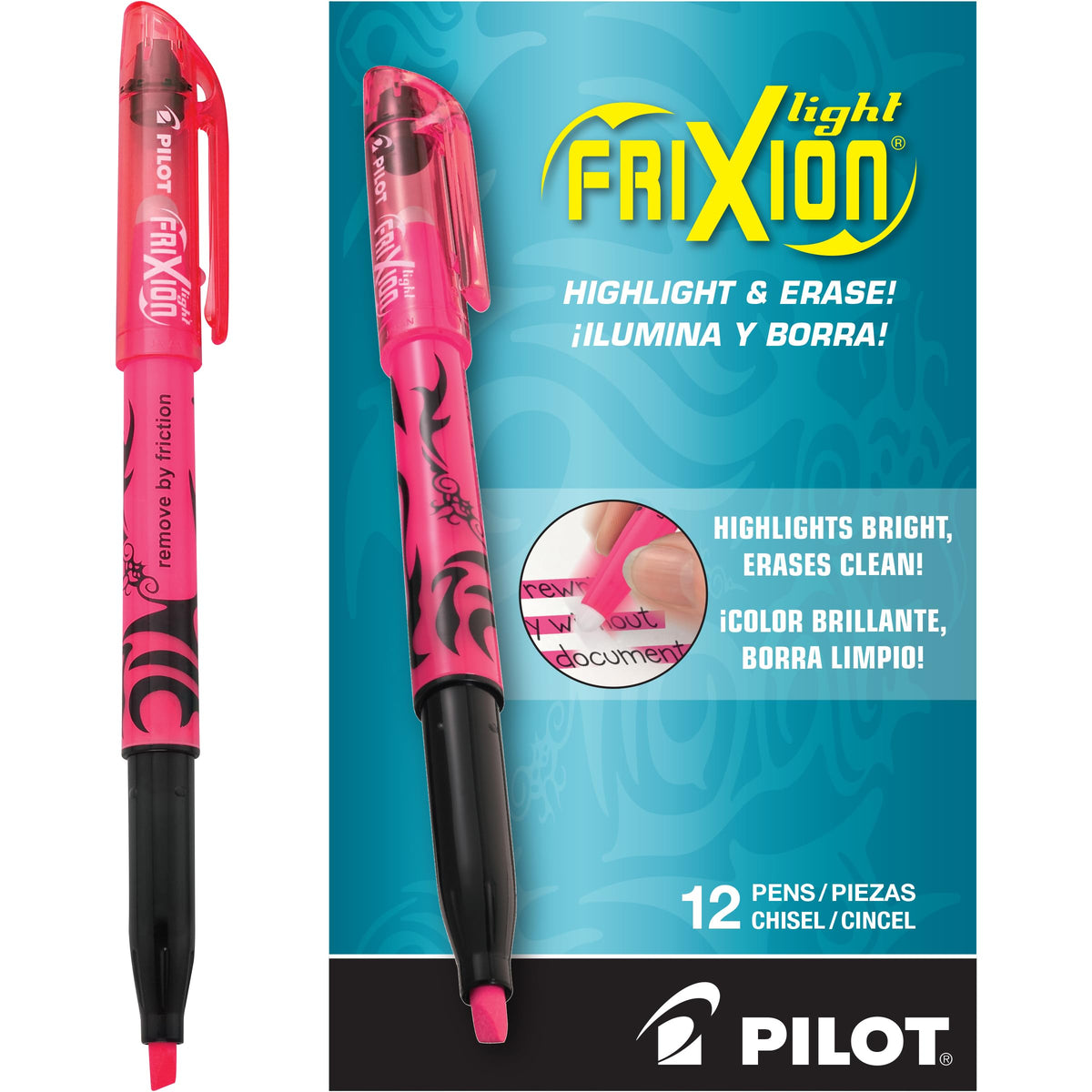 PILOT FriXion Light Pastel, Pack of 12, Pink Aesthetic Highlighters