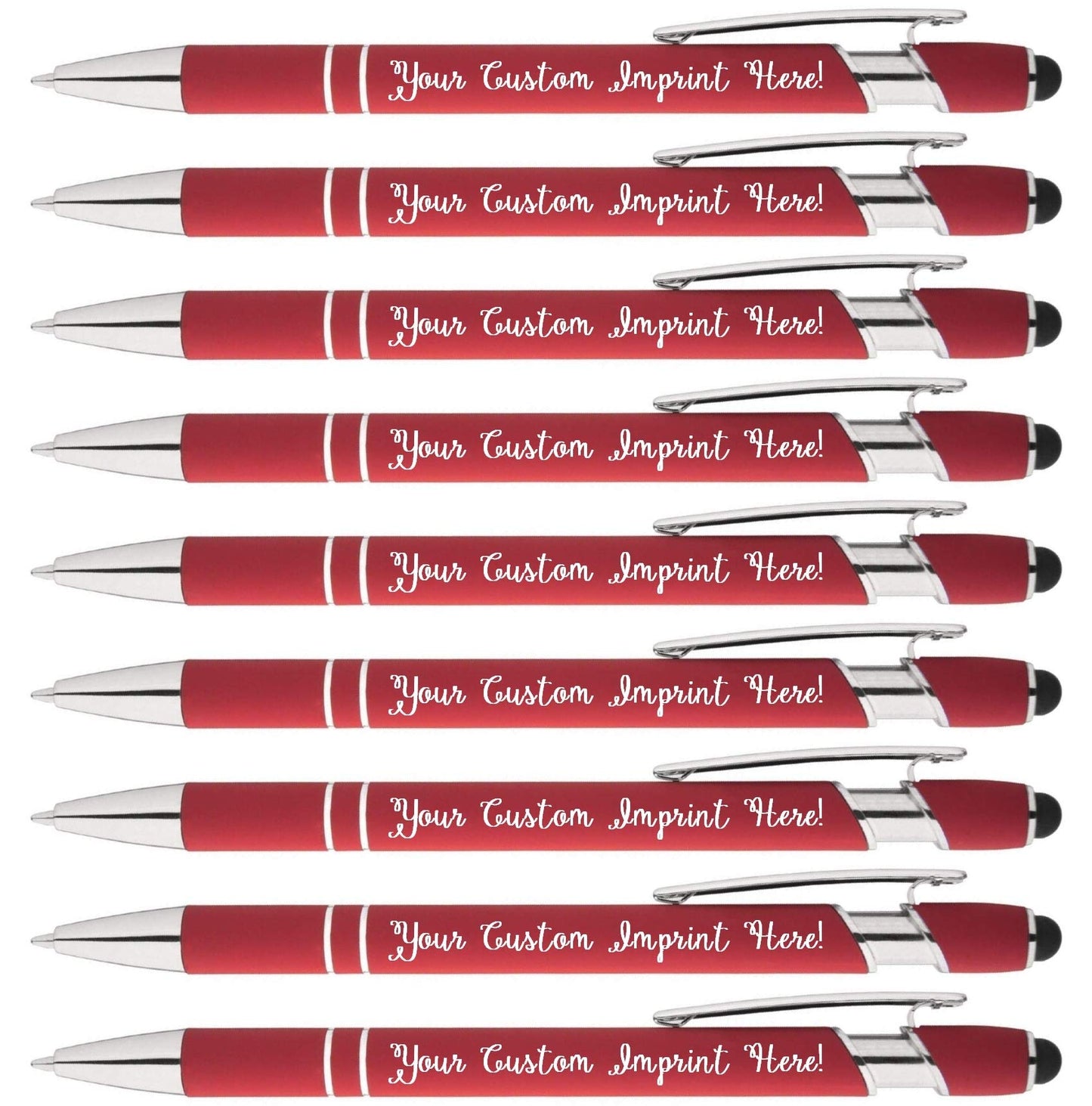 Full Color Imprint offered on Rainbow Rubberized Soft Touch Ballpoint Pen Stylus is a stylish