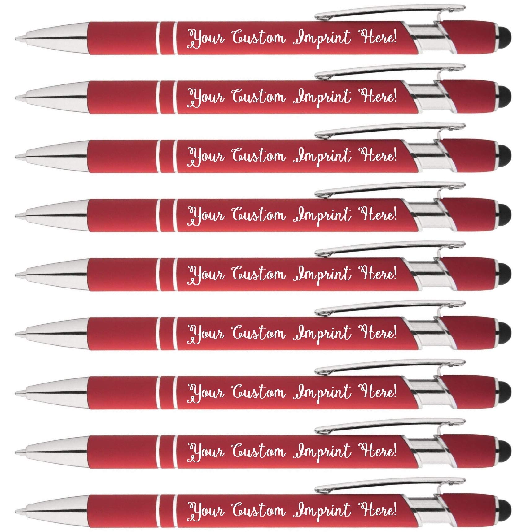 Full Color Imprint offered on Rainbow Rubberized Soft Touch Ballpoint Pen Stylus is a stylish