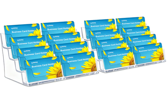 xydstay Acrylic 4-Tier Business Card Holder for Desk with 8 Pockets, 2 Pack
