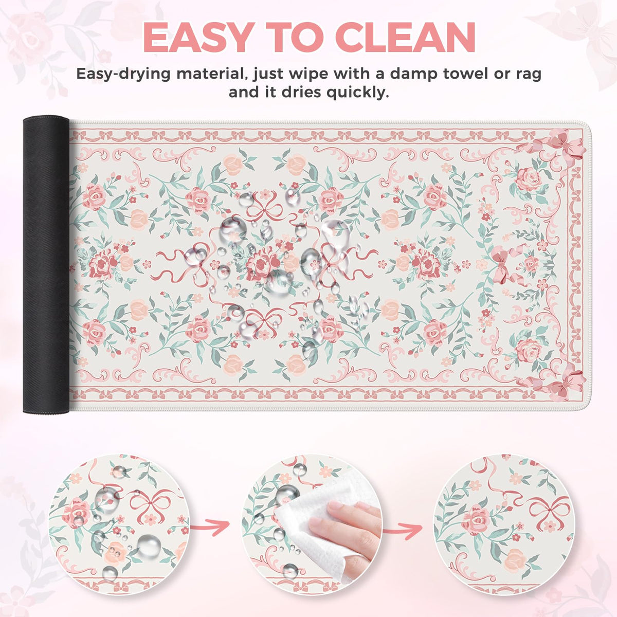 iCasso Aesthetic Desk Mat for Desktop,Cute Desk Pad for Women,Pink