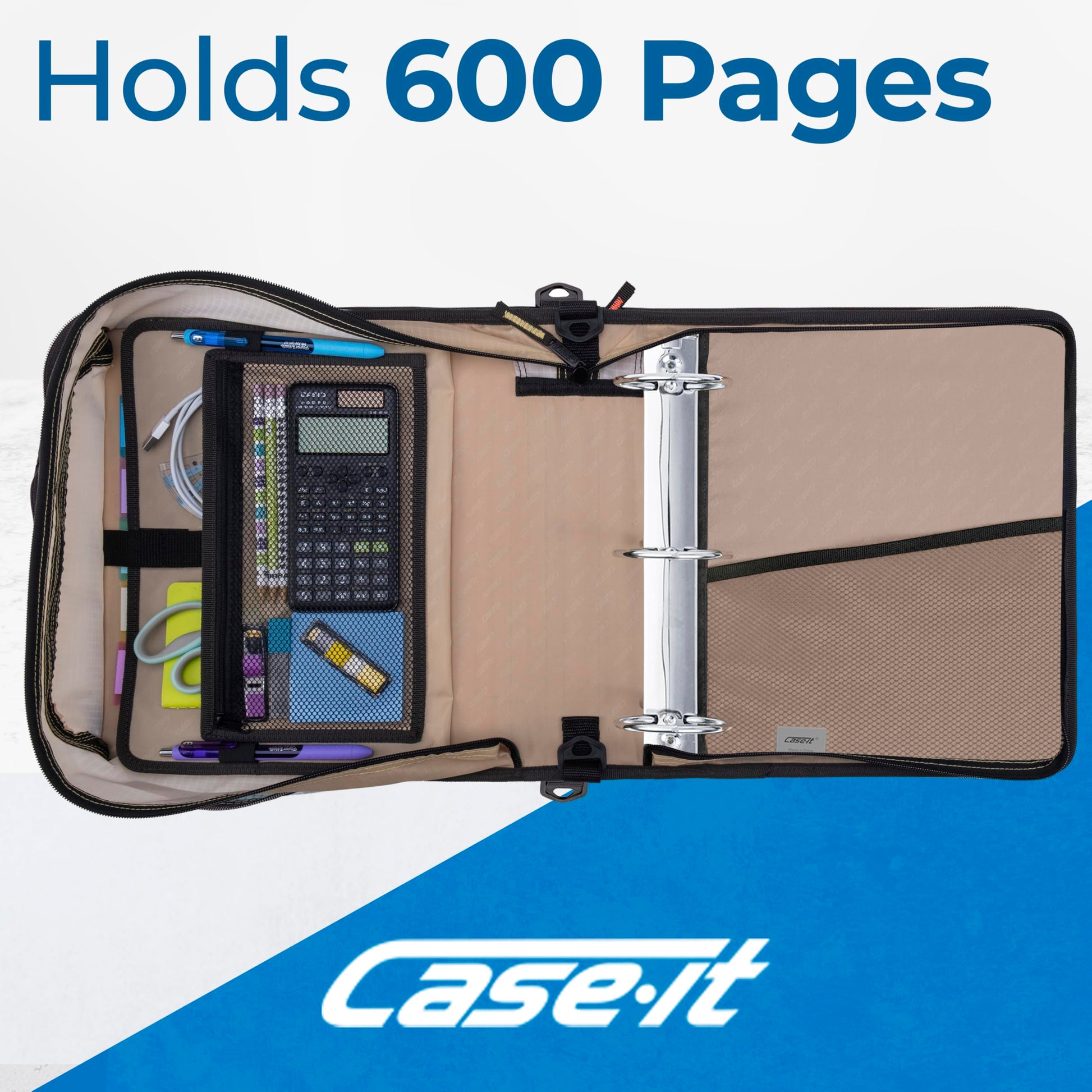 Case-it School Zipper Binder | 3-Inch O-Rings | 600-Sheet | D-146 OG Camo