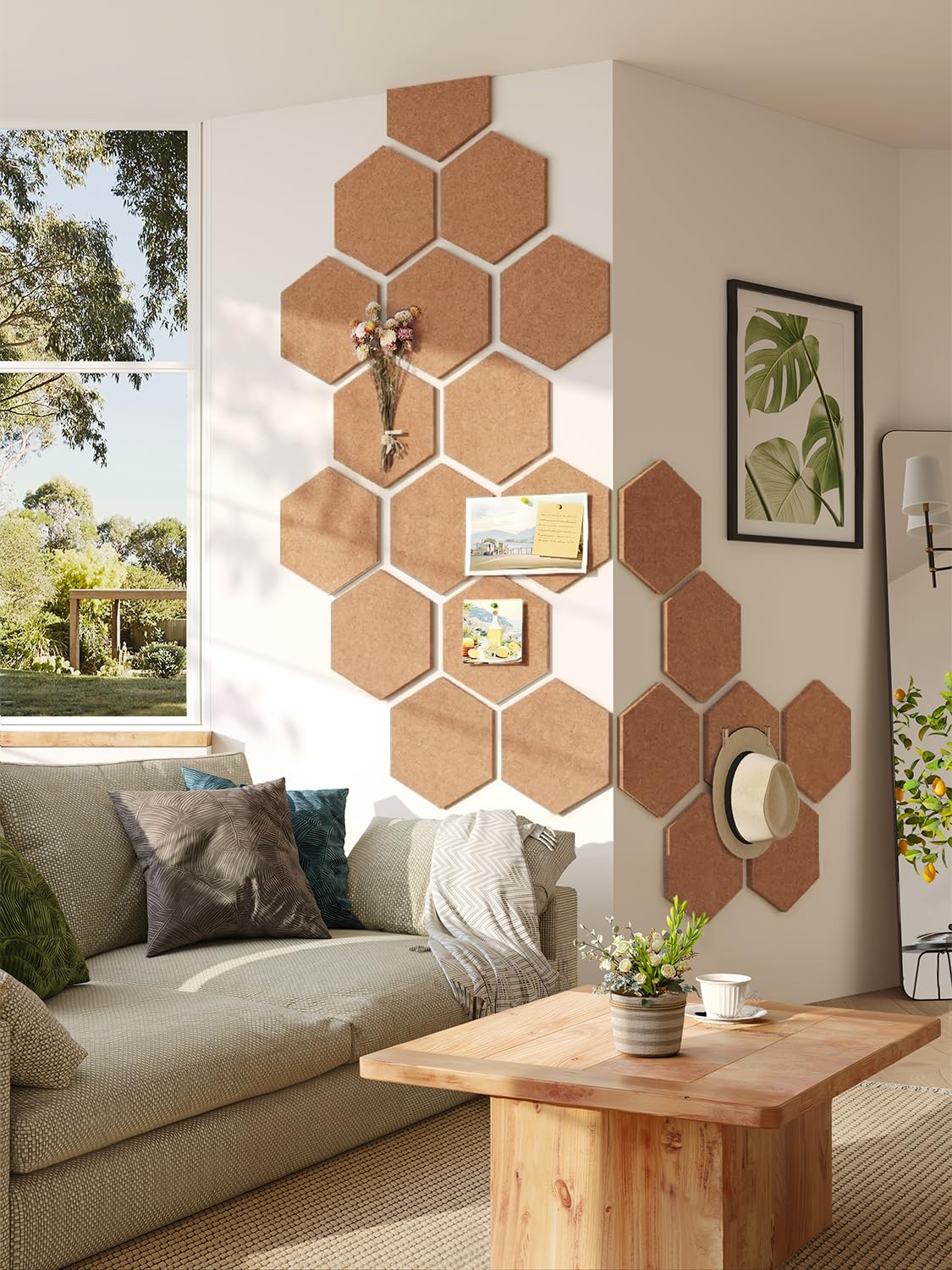 Uoisaiko 8-Pack Hexagon Felt Bulletin Board Tiles, Cork Board Alternative