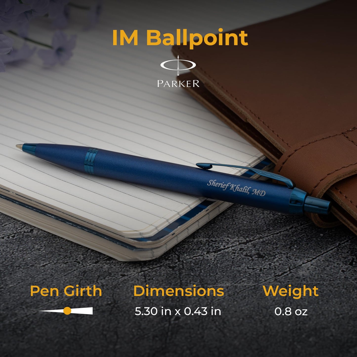 Parker IM Personalized Ballpoint Pen in Monochrome Blue with All-Metal Trim