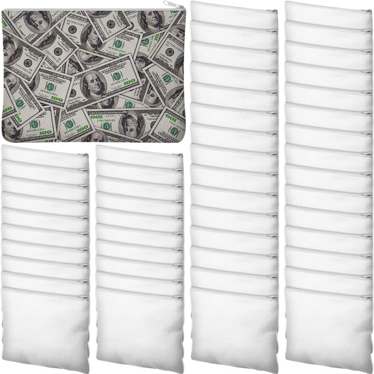 Frienda 100 Pcs Sublimation Blank Canvas Makeup Bags Bulk DIY Heat Transfer Canvas Pen Case Pencil