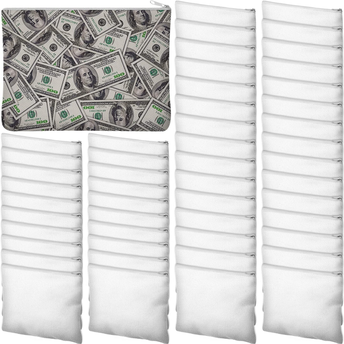 Frienda 50 Pcs Sublimation Blank Canvas Makeup Bags Bulk DIY Heat Transfer Canvas Pen Case Pencil