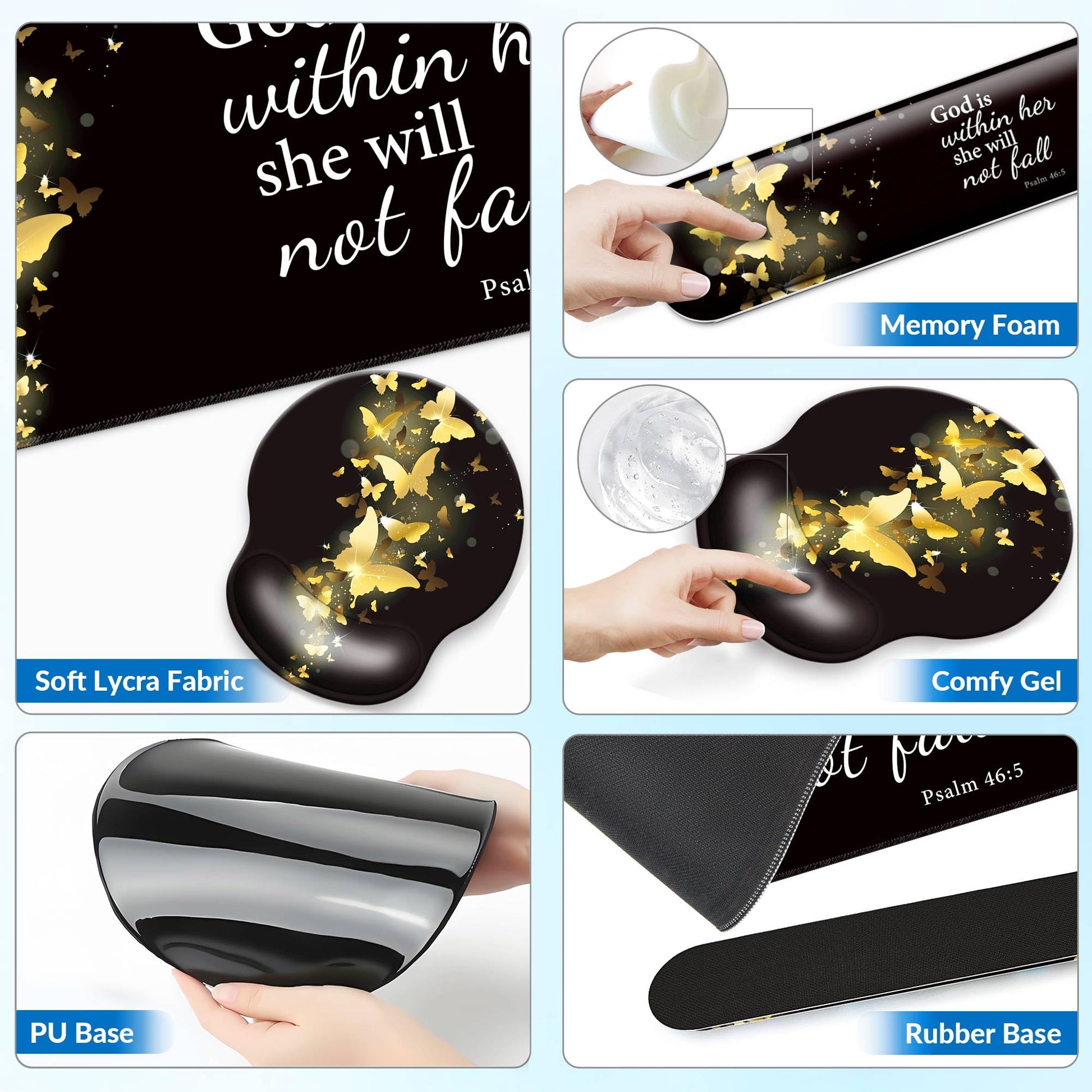 VINEBURY Desk Mat Set Keyboard and Mouse Pad with Wrist Rest Support