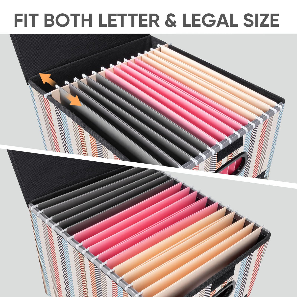 BALEINE File Organizer Box with Lid, Collapsible Hanging File Storage Box