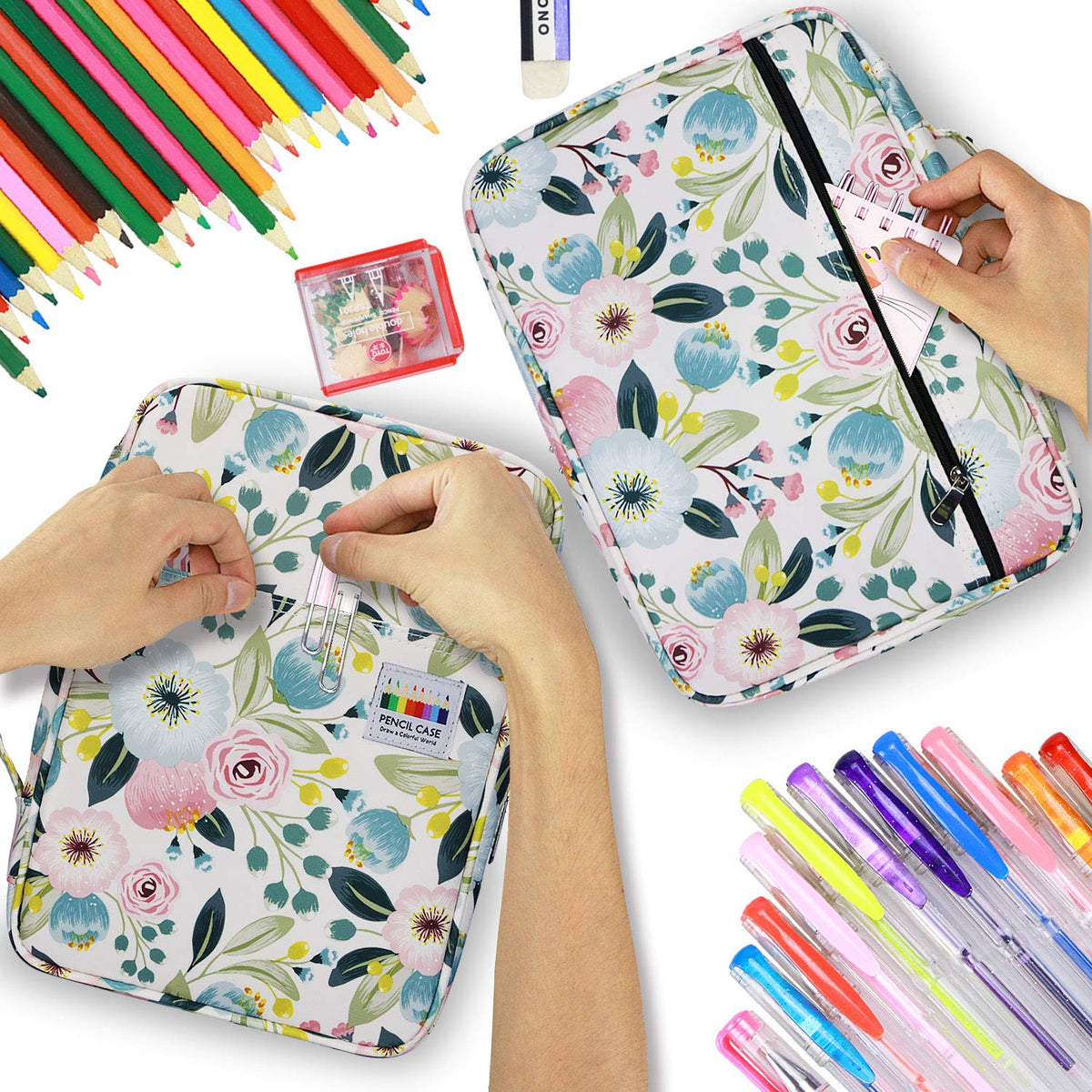 YOUSHARES 166 Slots Colored Pencil Case Holder - Pen Case Organizer with Multilayer Holder for