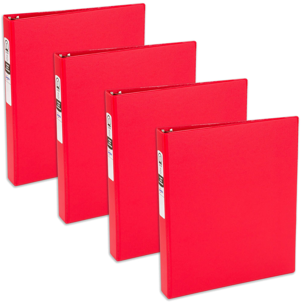 Avery Standard 3 Ring Binder, 1" Round Rings, 4 Red Binders
