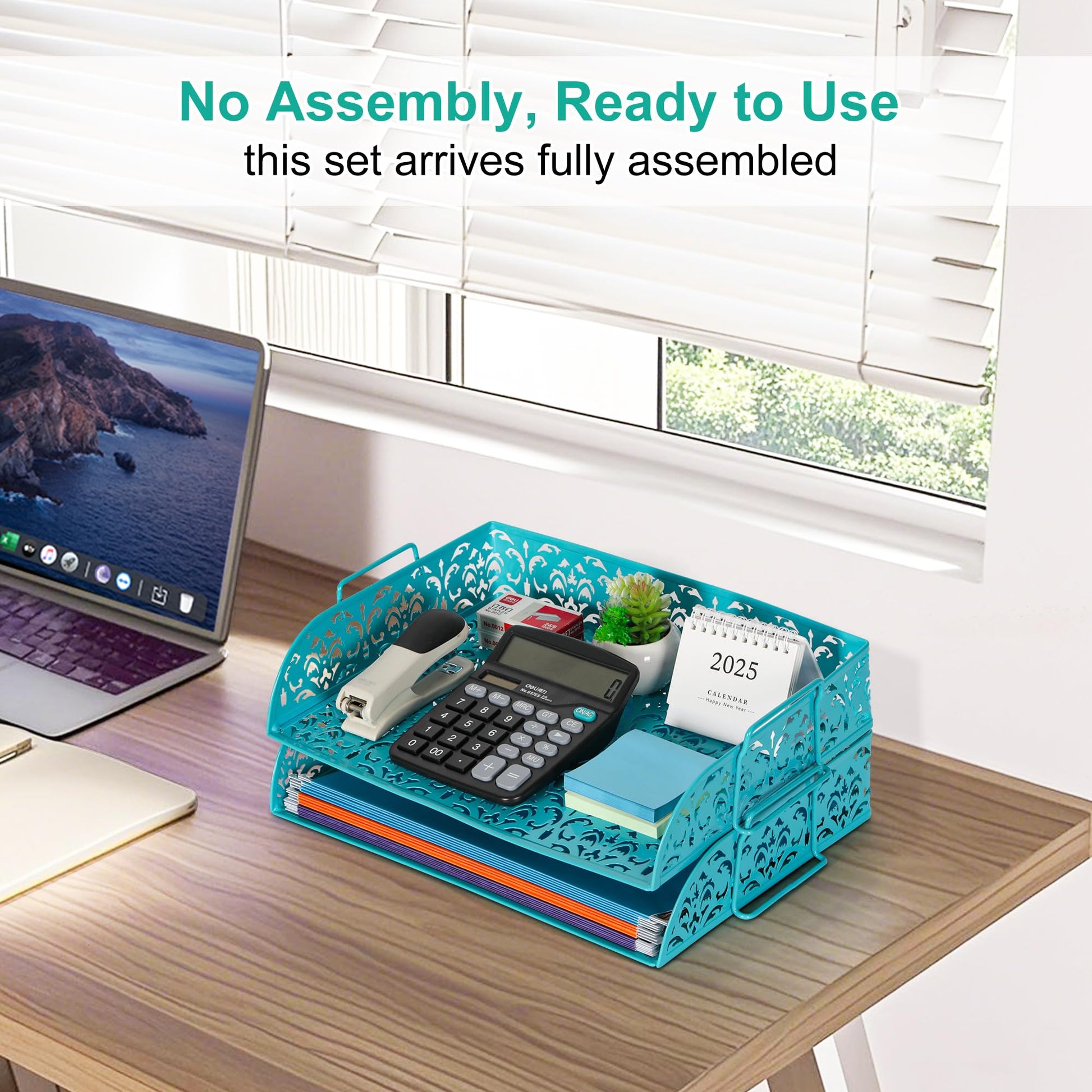 EasyPAG Paper Organizer for Desk 2 Tier Stackable Paper Tray for A4 Legal Size Folders Metal File