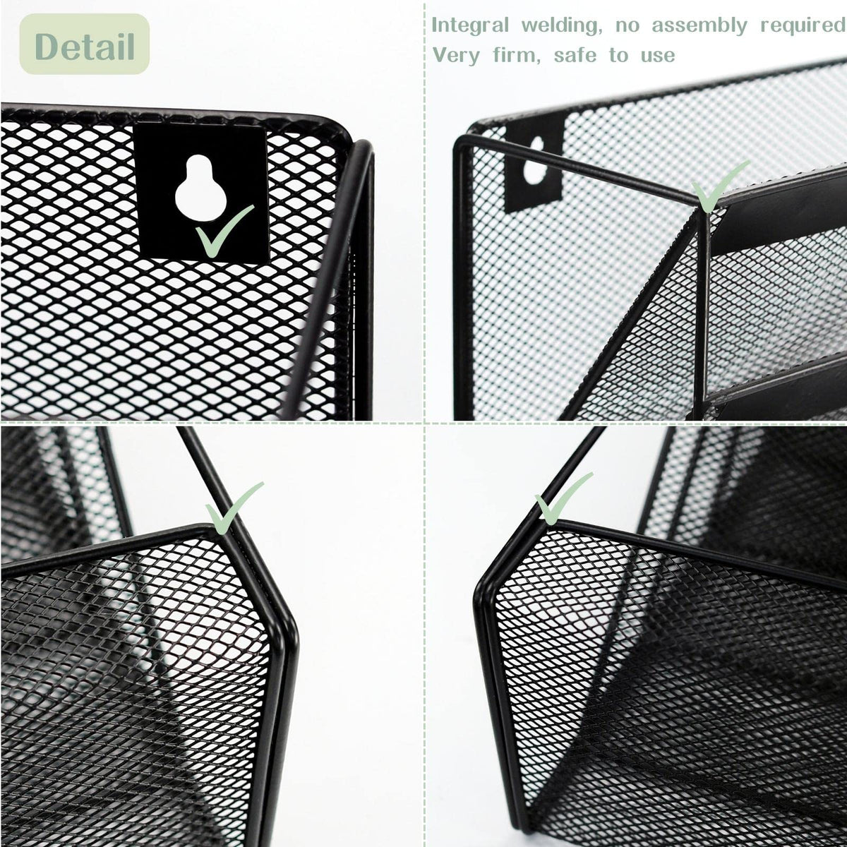 ideallife 5 Pockets Mesh Wall File Holder Organizer with Bottom Flat Tray, Office Hanging File