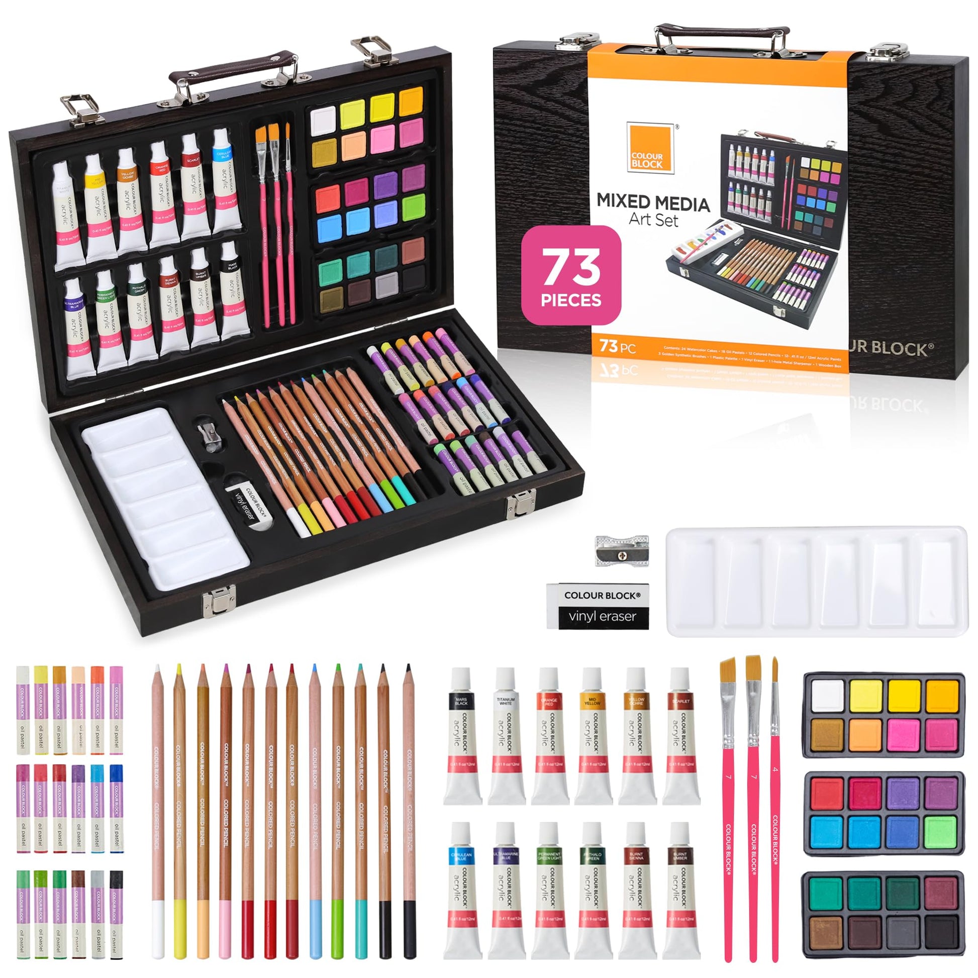 COLOUR BLOCK 73-Piece Art Set – Premium Art Supplies Kit for Adults, All-in-One Painting and