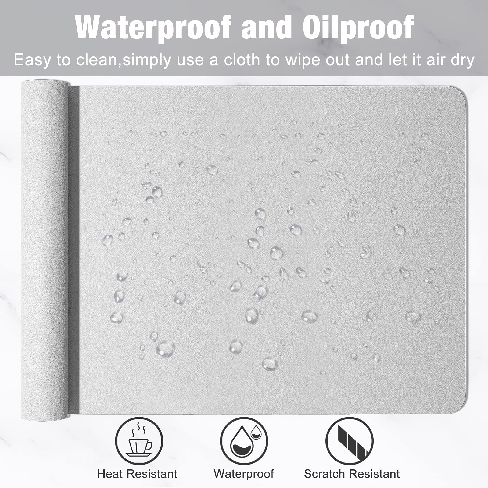 Hsurbtra Desk Pad, 35.5" x 17" PU Leather Desk Mat, XXL Extended Mouse Pad, Waterproof Desktop