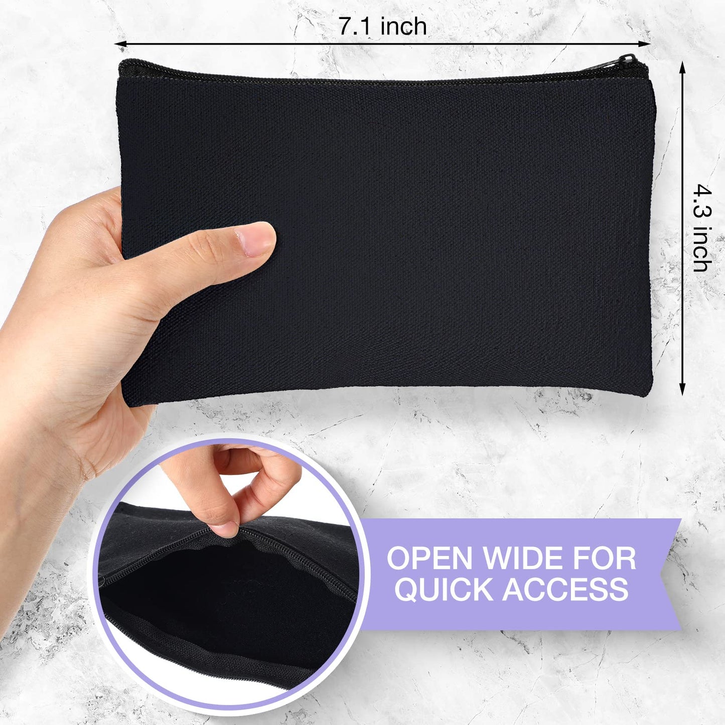 Frienda 50 Pcs Canvas Zipper Pouch Bulk Gift, Black