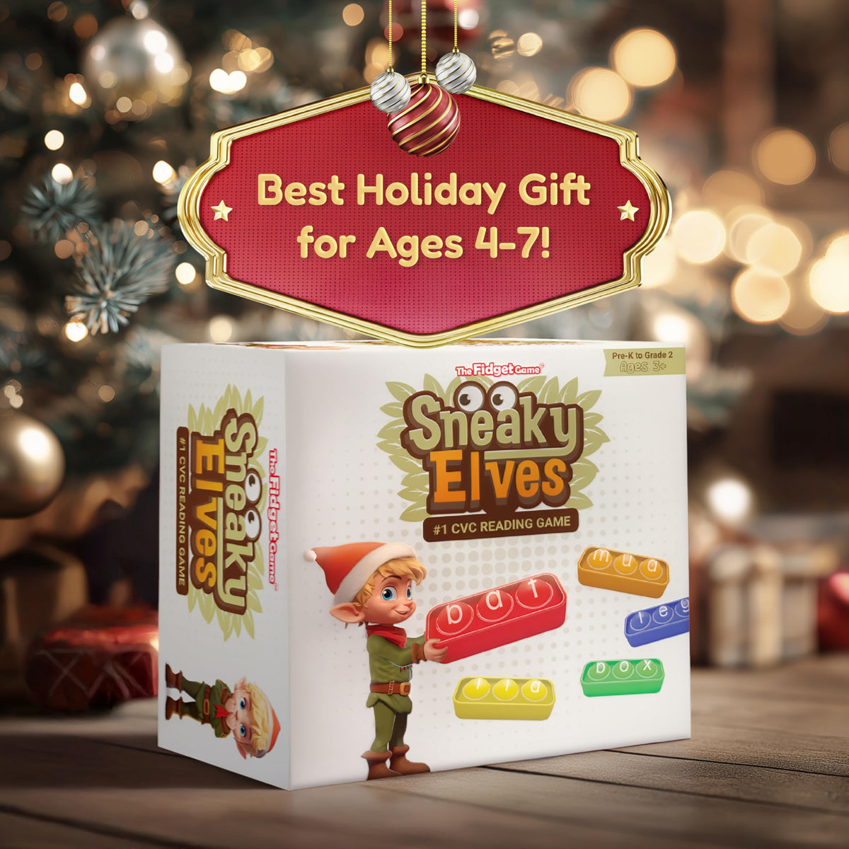 THE FIDGET GAME Sneaky Elves, CVC Sight Words Game, Pop Sensory Toy to Learn and Spell, Educational