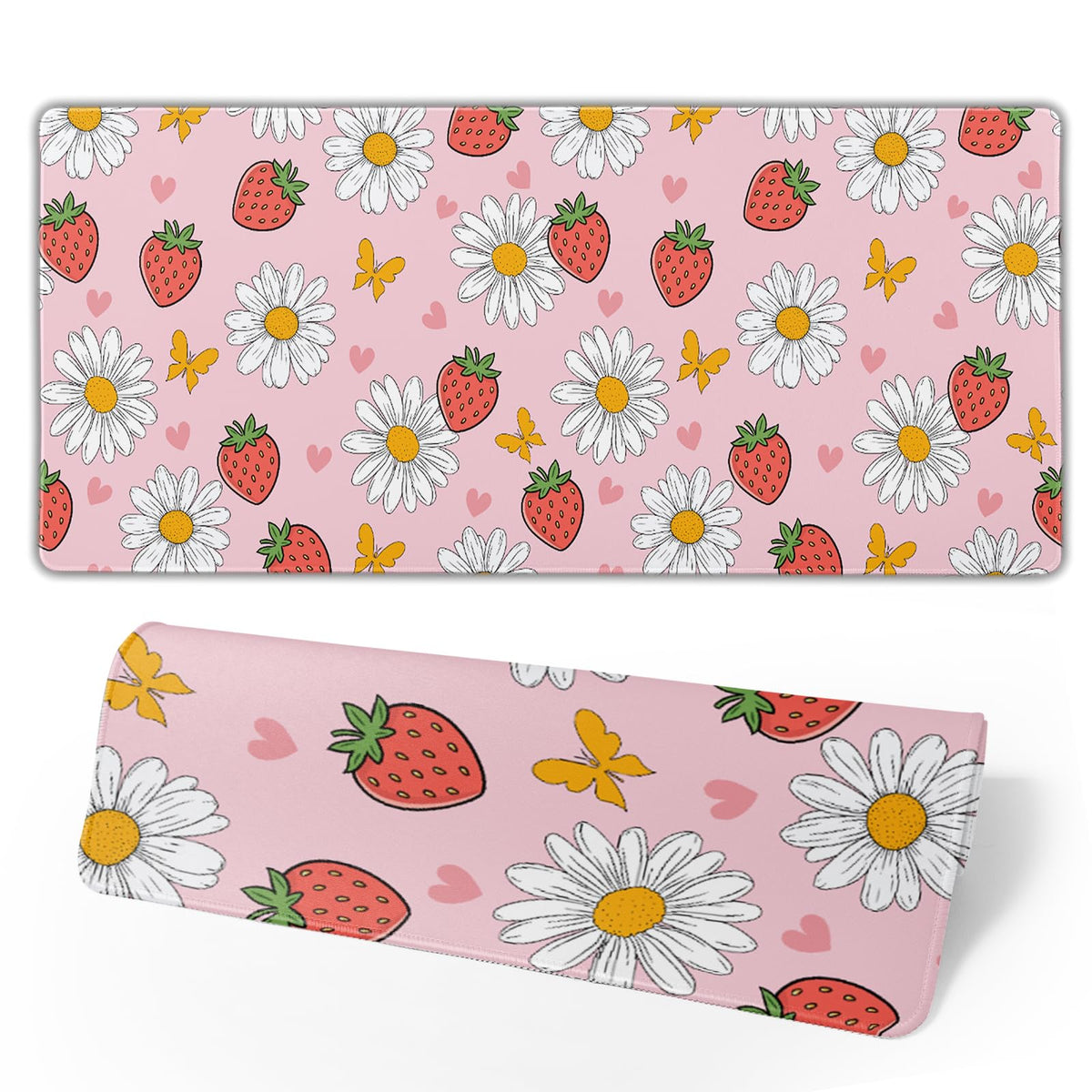 Cute Strawberry Extended Gaming Mouse Pad XXL Pink Cute Desk Mat Kawaii Pink Large Mouse Pad