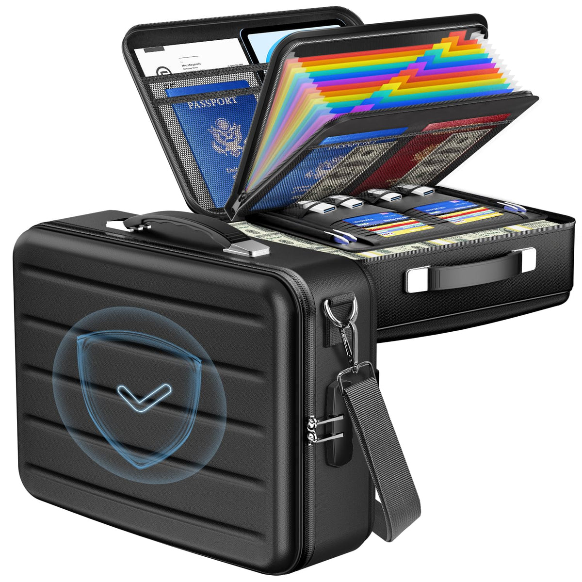 YIMIKOL Fireproof Document Box with Lock, Hard-Shell Fireproof Safe Box