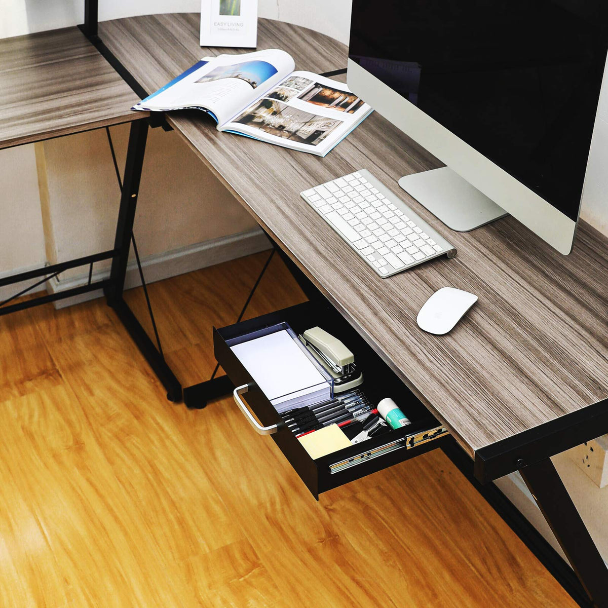 GOME Under Desk Pull-Out Drawer - Storage Organizer Office Mounted, Easy Slide-Out Pencil Drawer