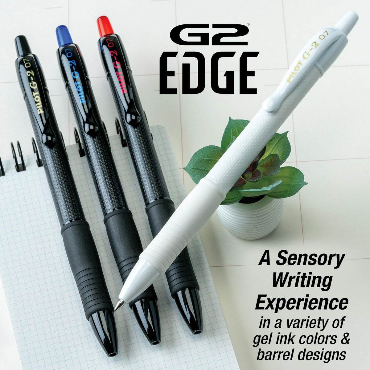 PILOT G2 Edge Red Gel Roller Pens, Fine Point 0.7 mm, 12Pk