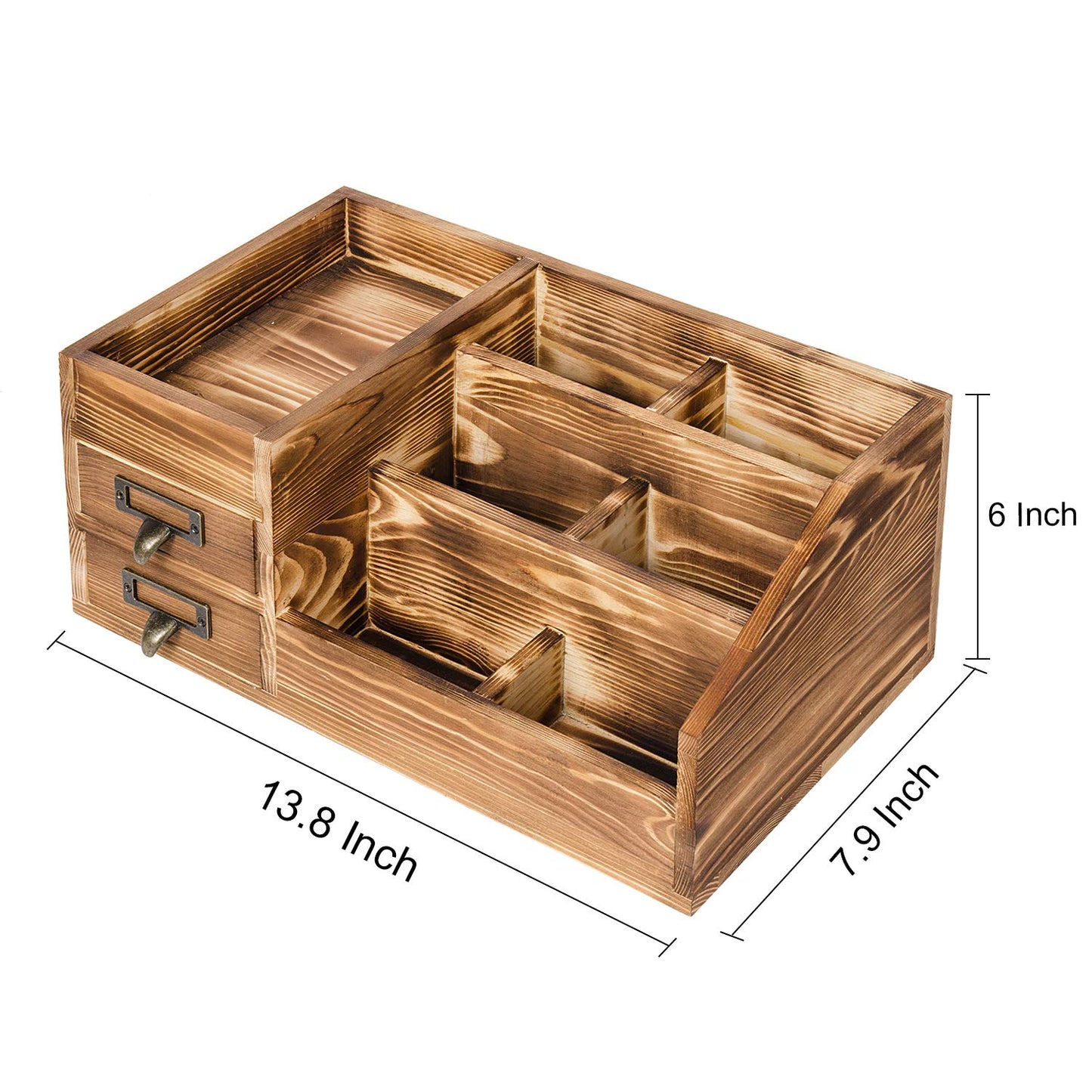 Liry Products Rustic Wooden Desktop Organizer Office Supplies Brown Tabletop Storage Cabinet