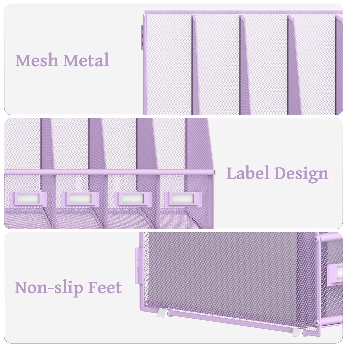 SUPEASY Desk Organizers Metal Desk Magazine File Holder with 5 Vertical Compartments Rack File