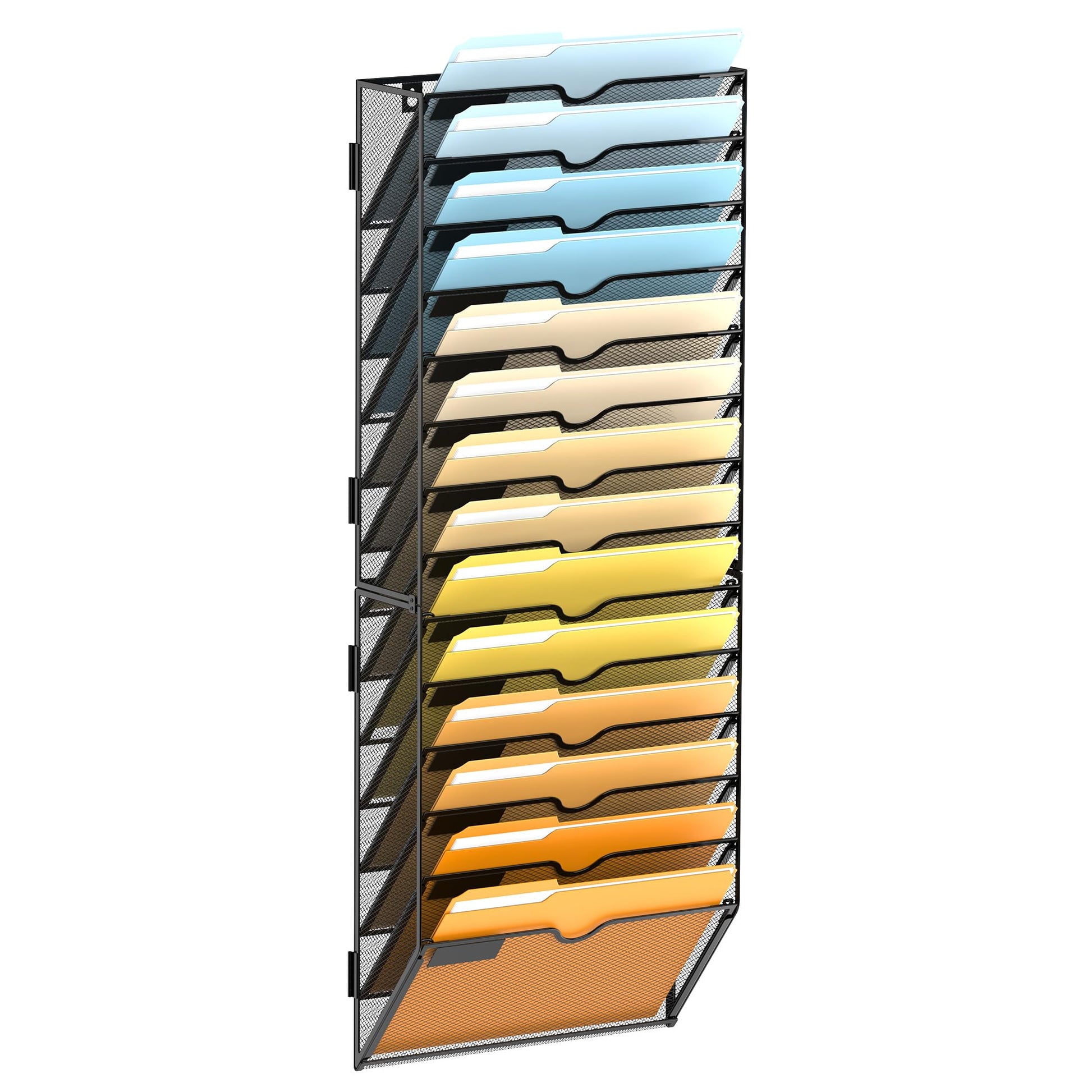 SUPEASY 14 Tier Wall File Organizer, Hanging Wall Mounted Mail Organizer with Label Slots, Metal
