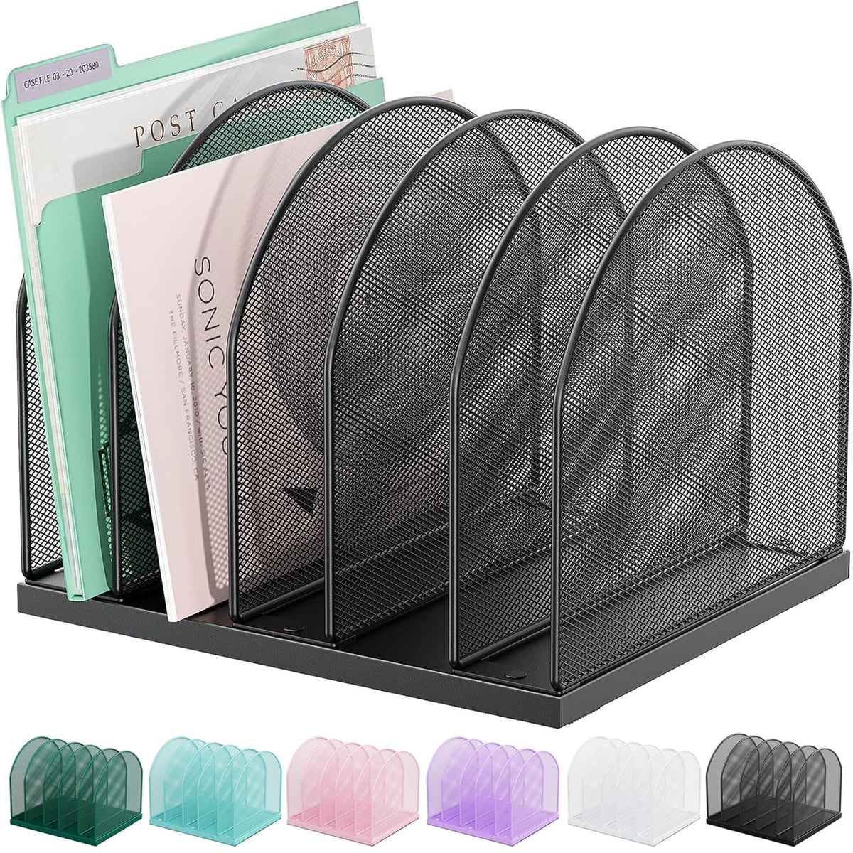 gianotter Desktop File Organizer with 5 Compartments
