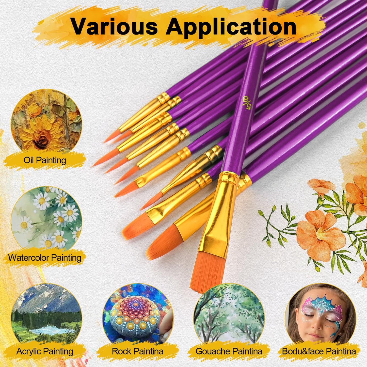 Acrylic Paint Brushes Set, 160Pcs Round Pointed Tip Artist Paintbrushes for Acrylic Painting Oil