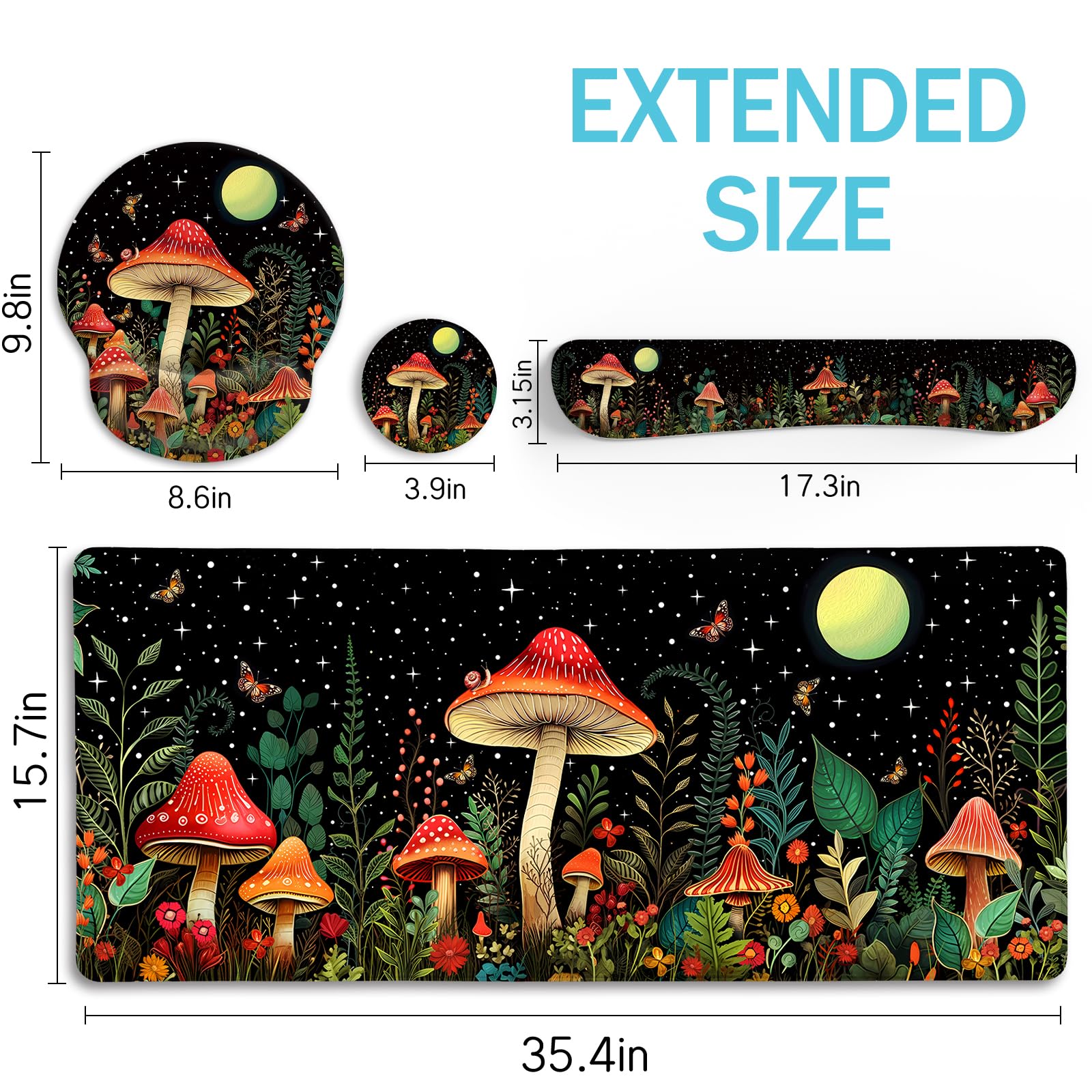 Blusabaca Mushroom Mouse Pad, Funny Cute Desk Mat Office Accessories Decor