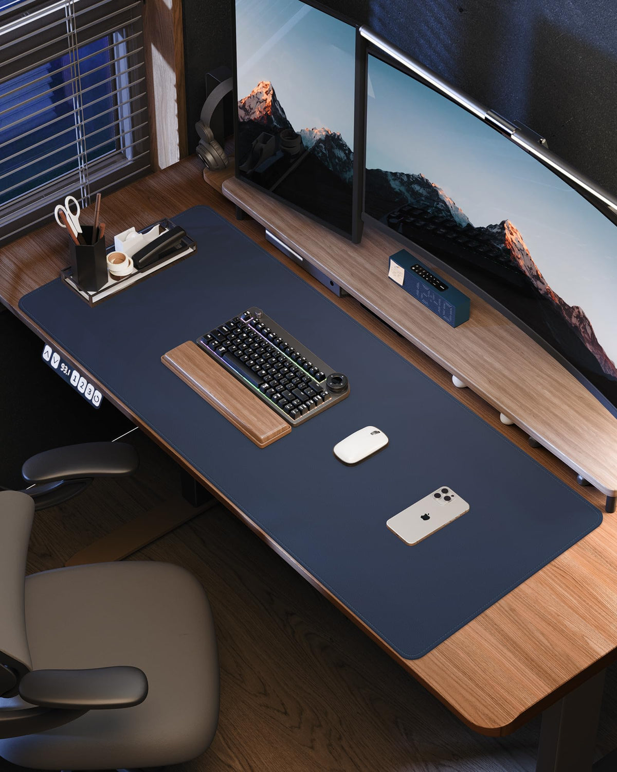 Leather Desk Pad Protector - 48 x 24 Computer Mat, Large Mouse Pad, Non-Slip, Waterproof PU Leather