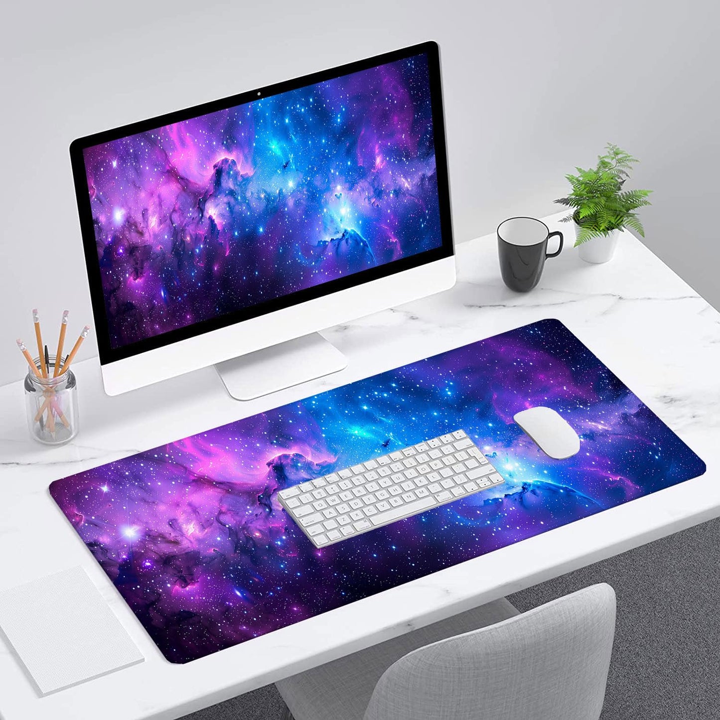Purple Galaxy Desk Mat Space Nebula Universe XL Mouse Pad Large Mousepad Extended Laptop Keyboard