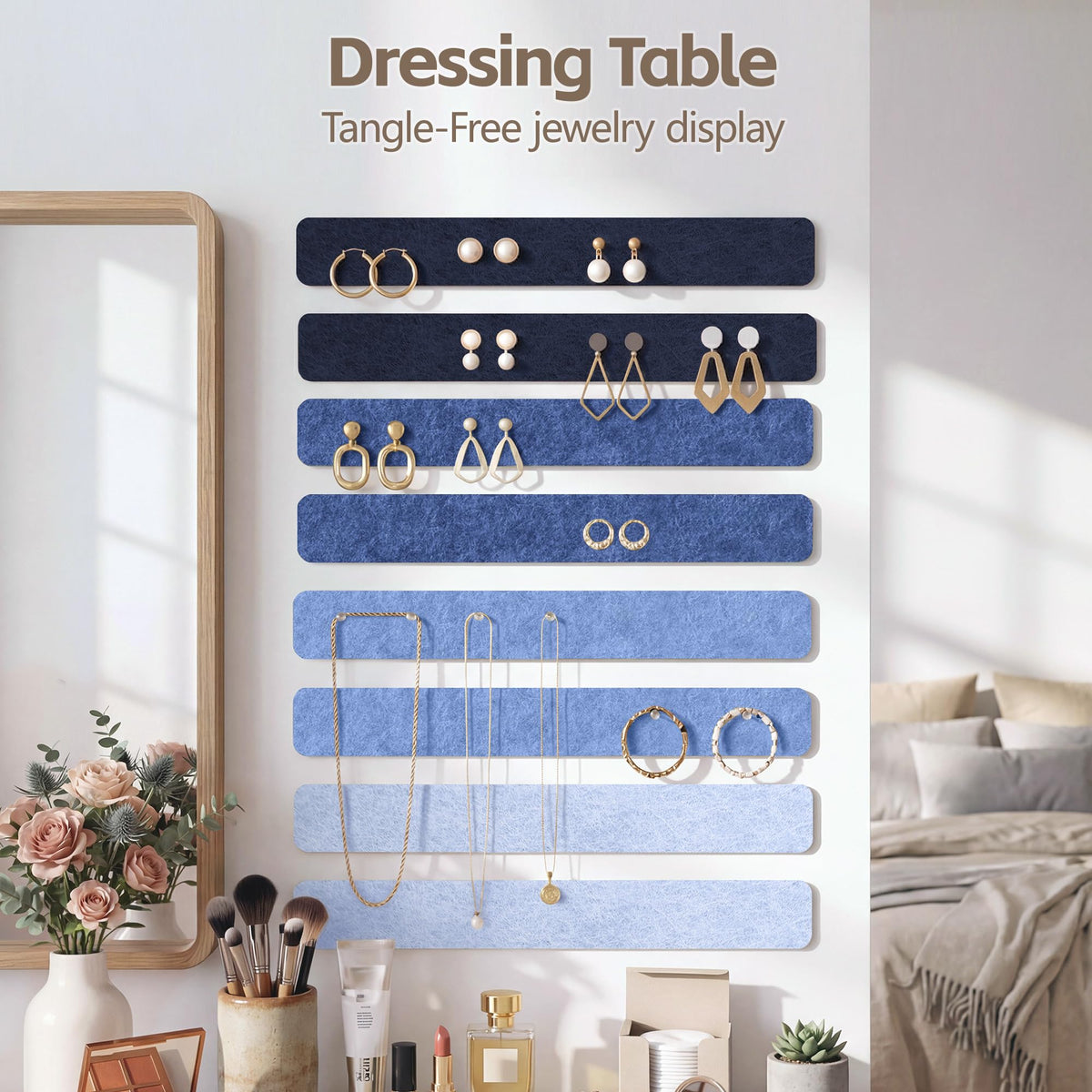 GoTiling Cork Board for Walls - 8 Pack Felt Pin Board Bar Strips - Self-Adhesive Lightweight