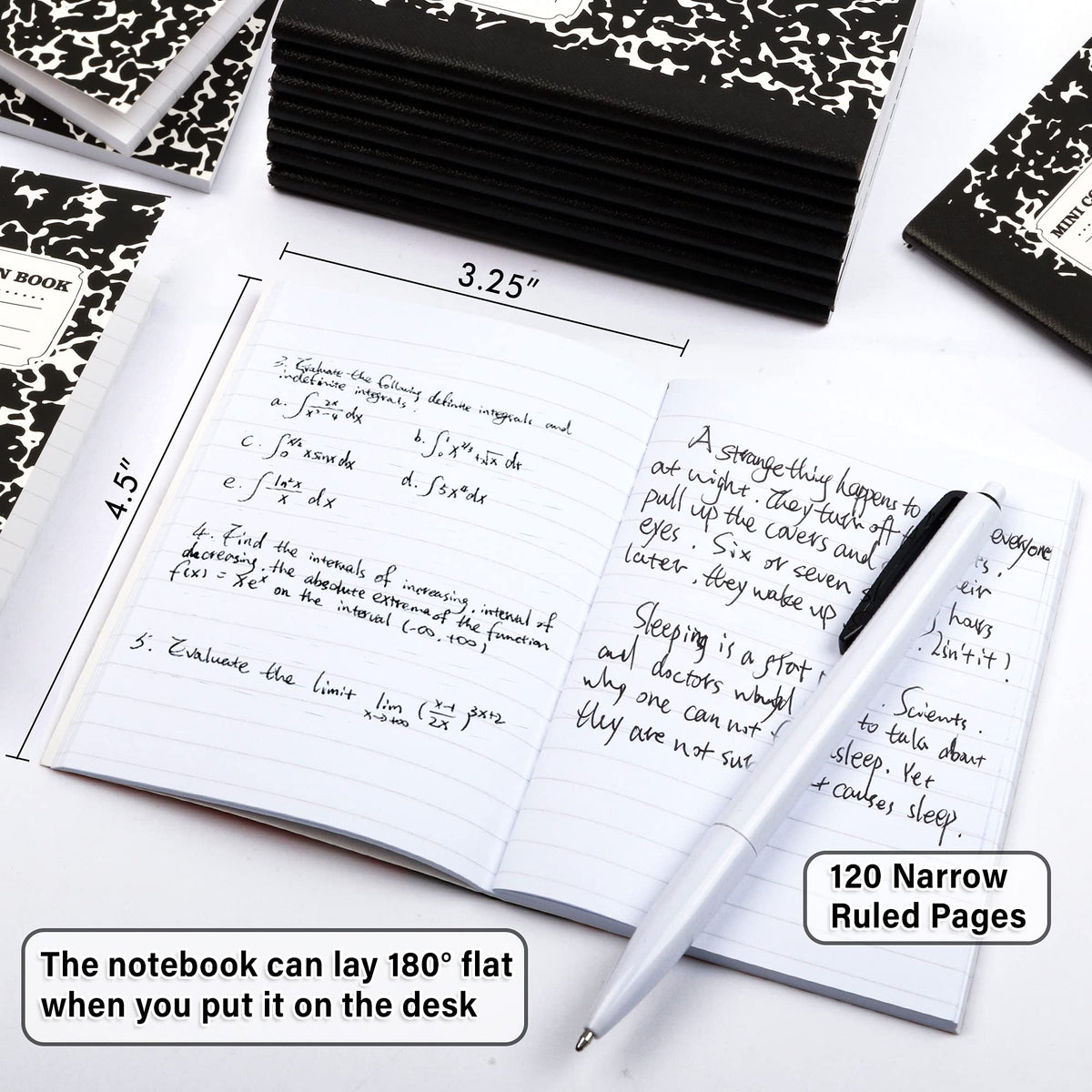 feela Mini Composition Notebook, Cute 30 Pack Black Narrow Ruled Mini Composition Books Bulk, Small